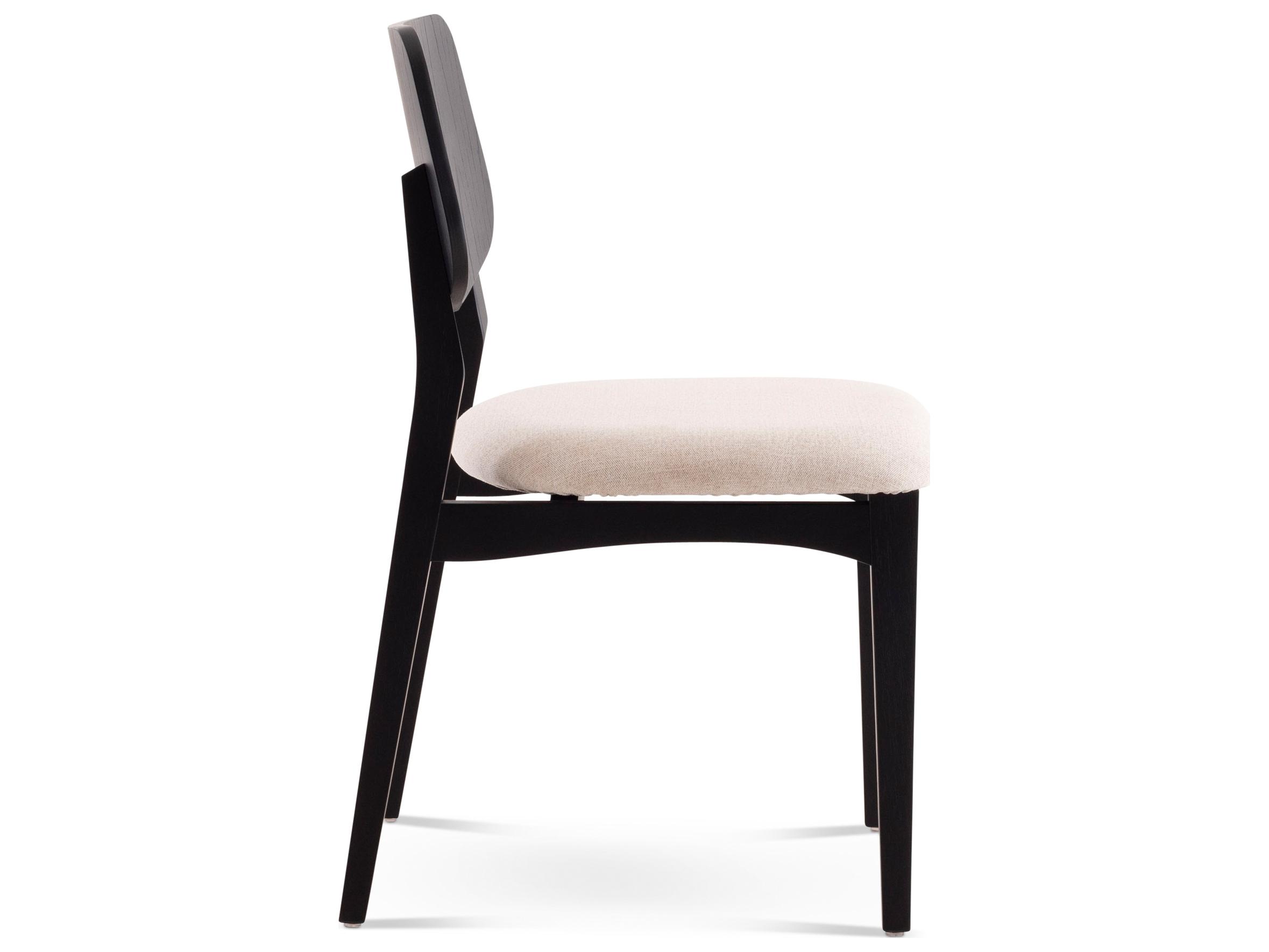 Urbia Modern Brazilian Oak Wood Beige Upholstered Armless Dining Chair