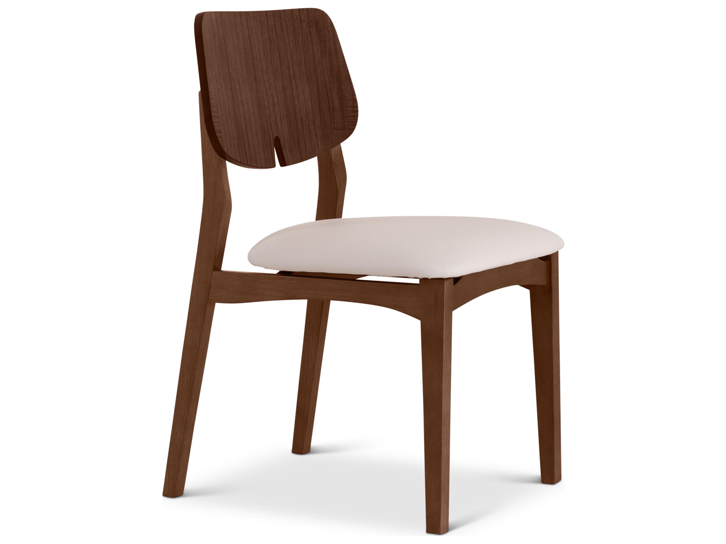 Urbia Modern Brazilian Oak Wood Beige Upholstered Armless Dining Chair