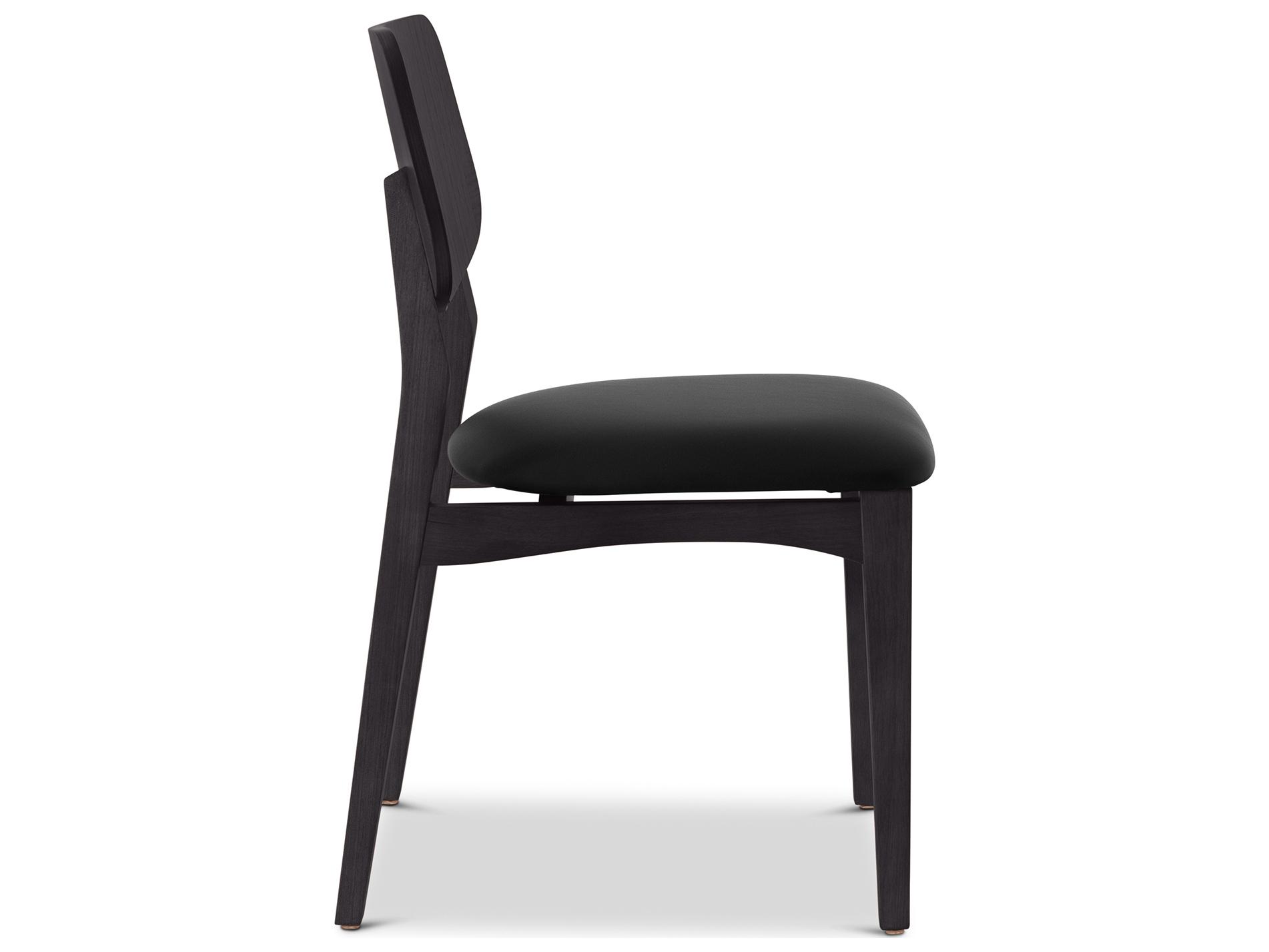 Urbia Modern Brazilian Solid Wood Black Upholstered Armless Dining Chair