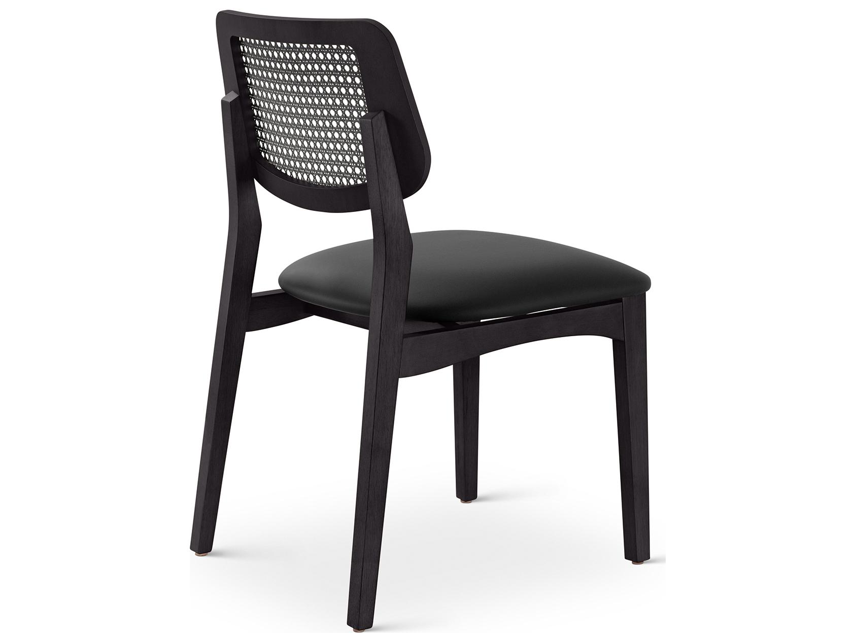 Urbia Modern Brazilian Solid Wood Black Upholstered Armless Dining Chair
