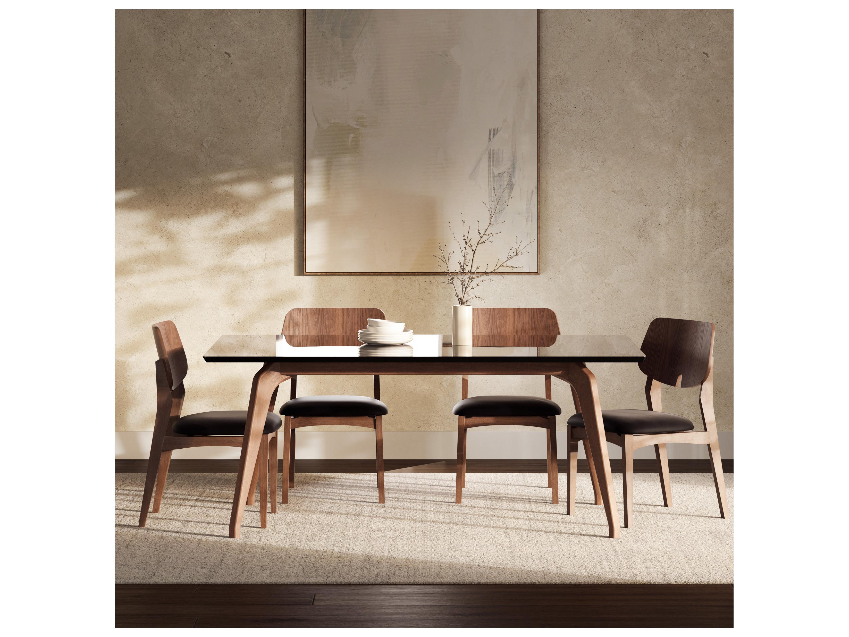 Urbia Modern Brazilian Rectangular Glass Black Nogal Dining Table