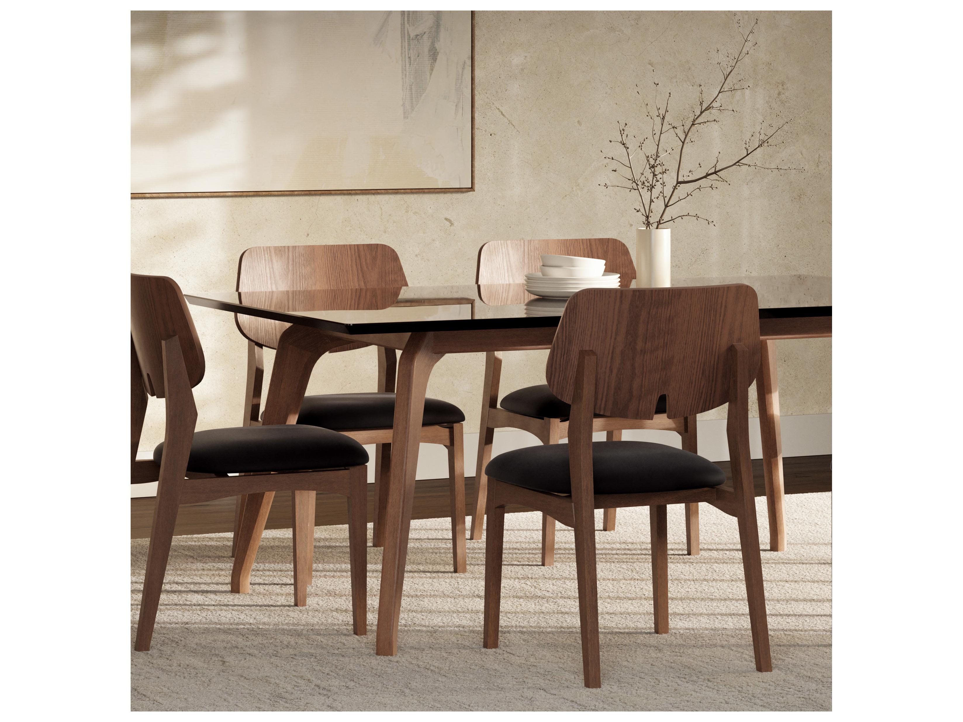 Urbia Modern Brazilian Rectangular Glass Black Nogal Dining Table