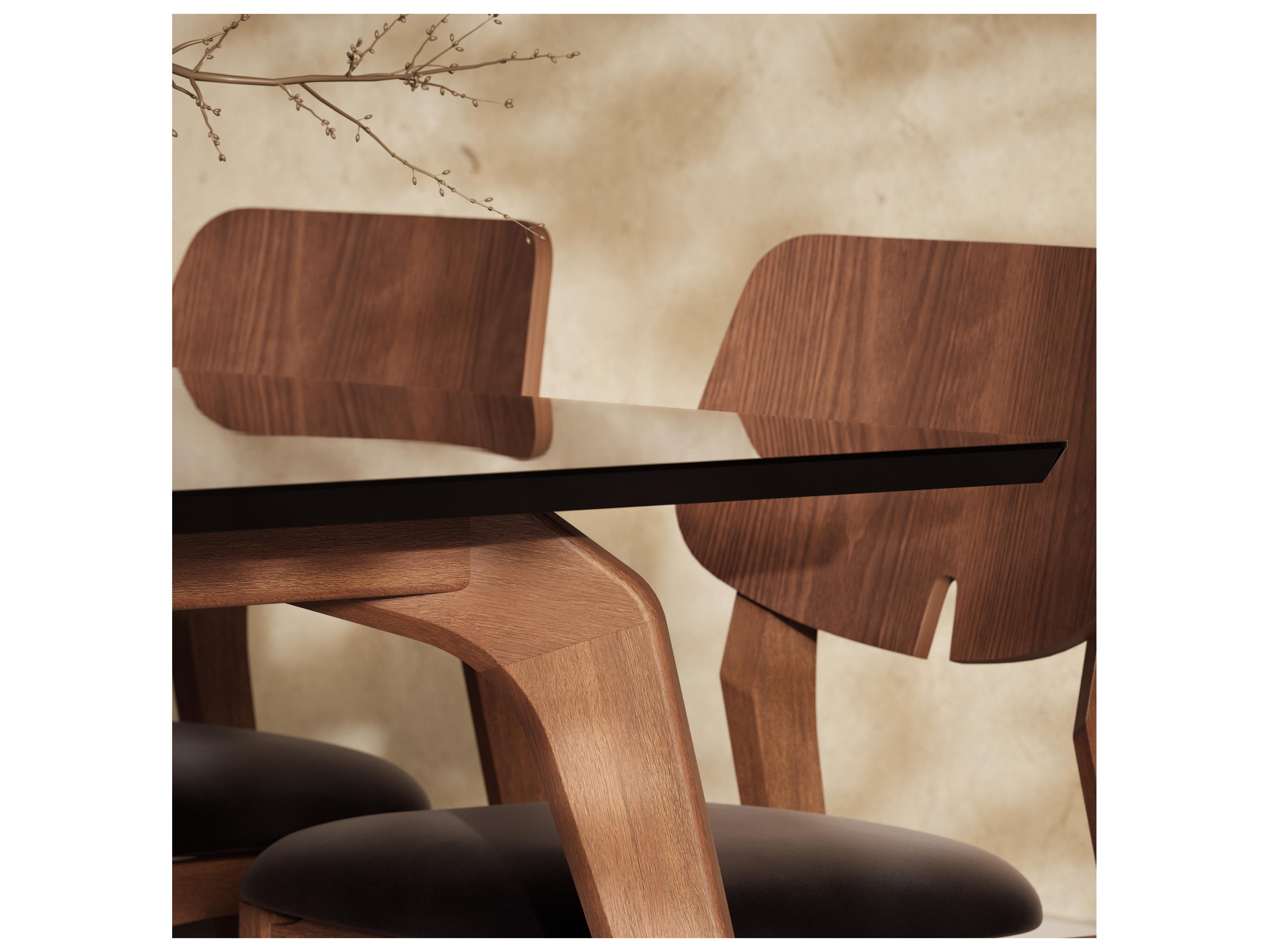 Urbia Modern Brazilian Rectangular Glass Black Nogal Dining Table