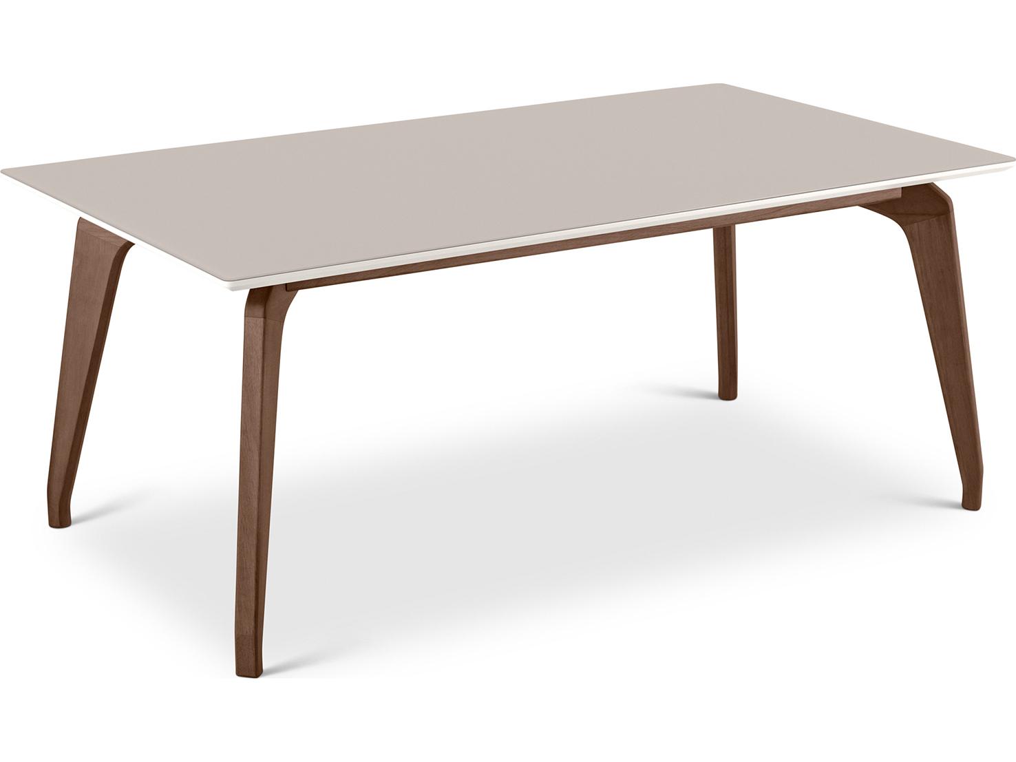 Urbia Modern Brazilian Rectangular Glass Off White Nogal Dining Table