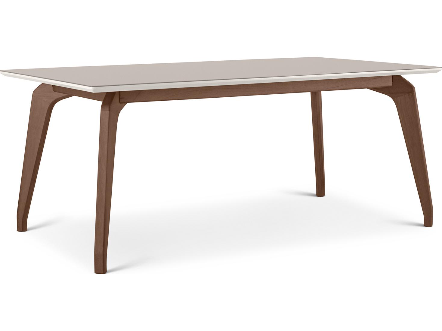 Urbia Modern Brazilian Rectangular Glass Off White Nogal Dining Table