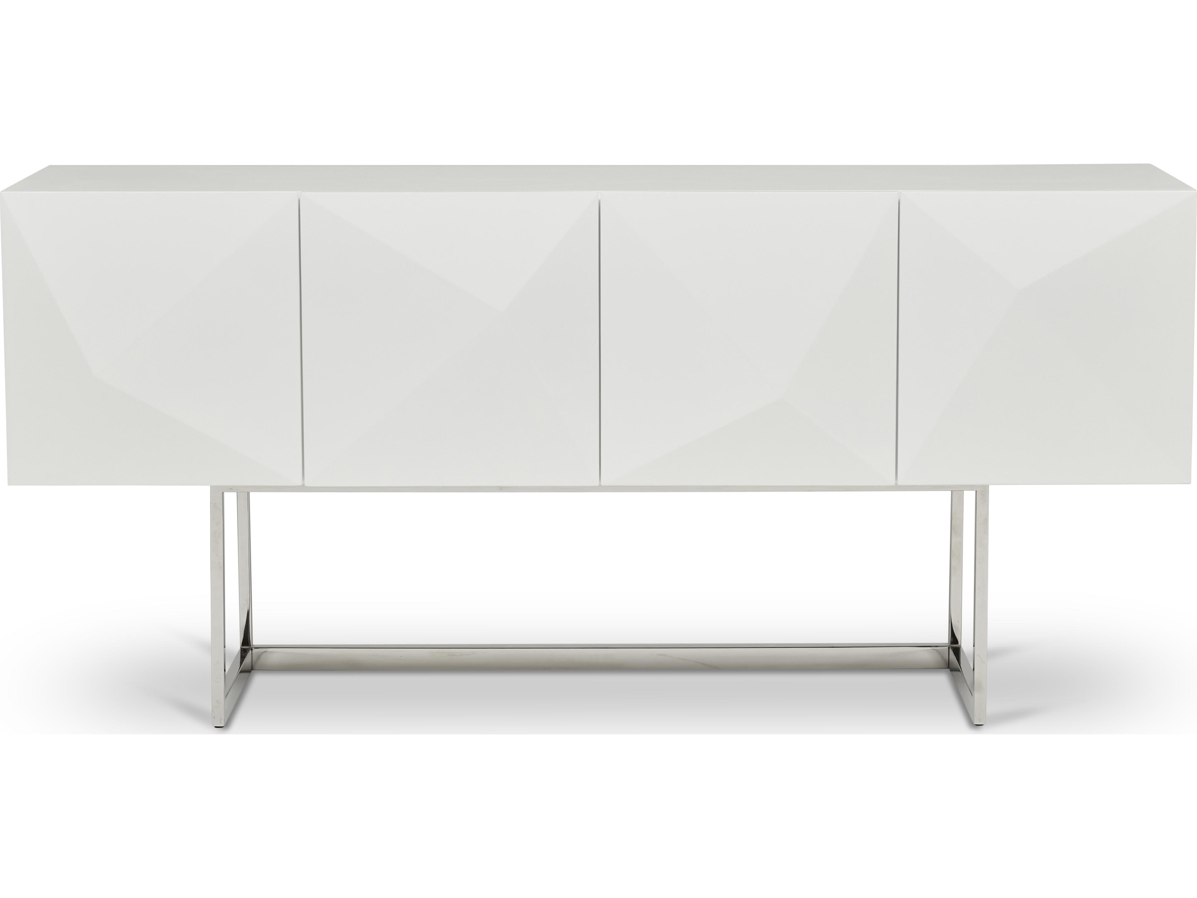 Urbia Ie Series 71" High Gloss White Stainless Steel Sideboard