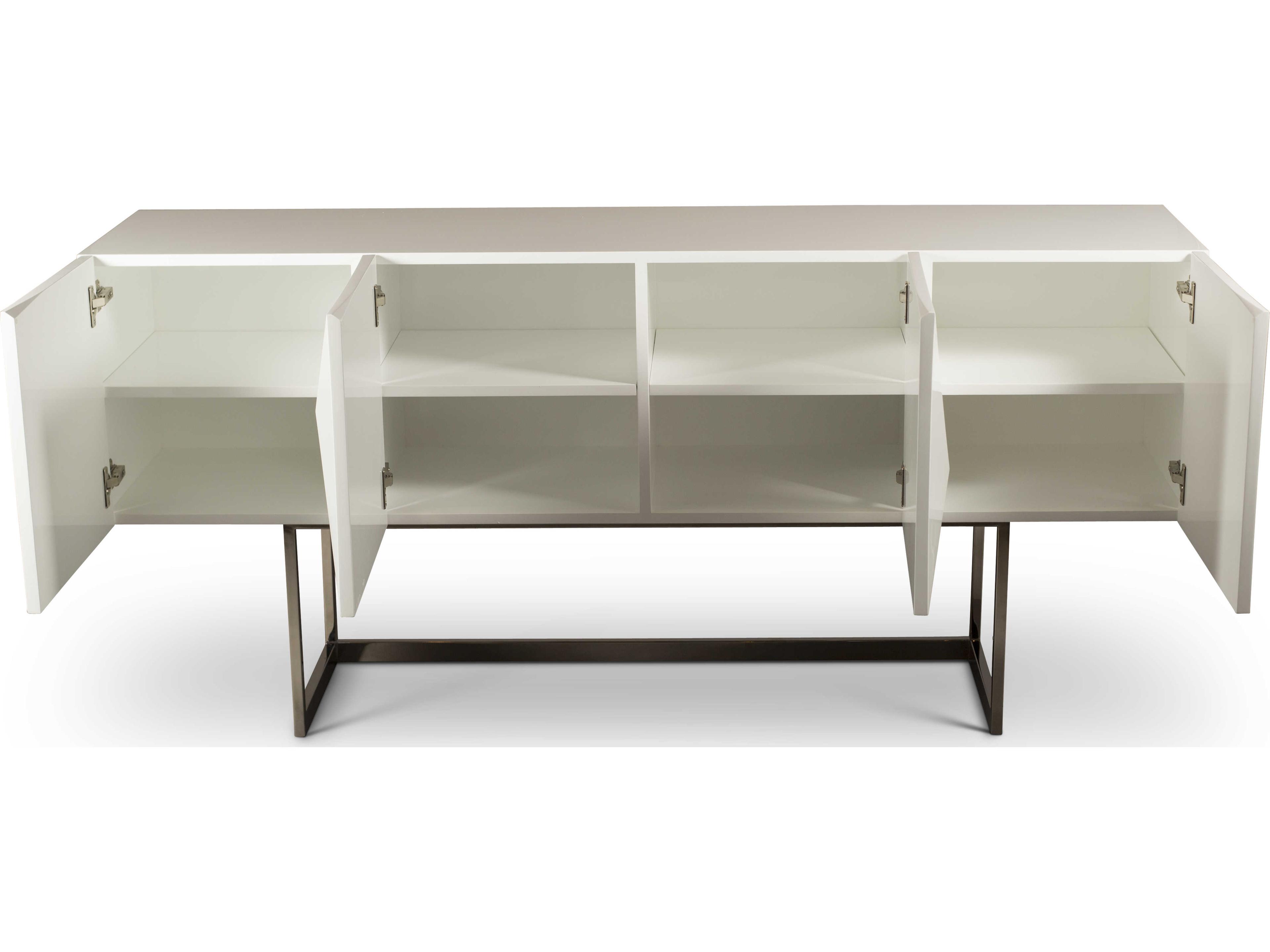 Urbia Ie Series 71" High Gloss White Stainless Steel Sideboard