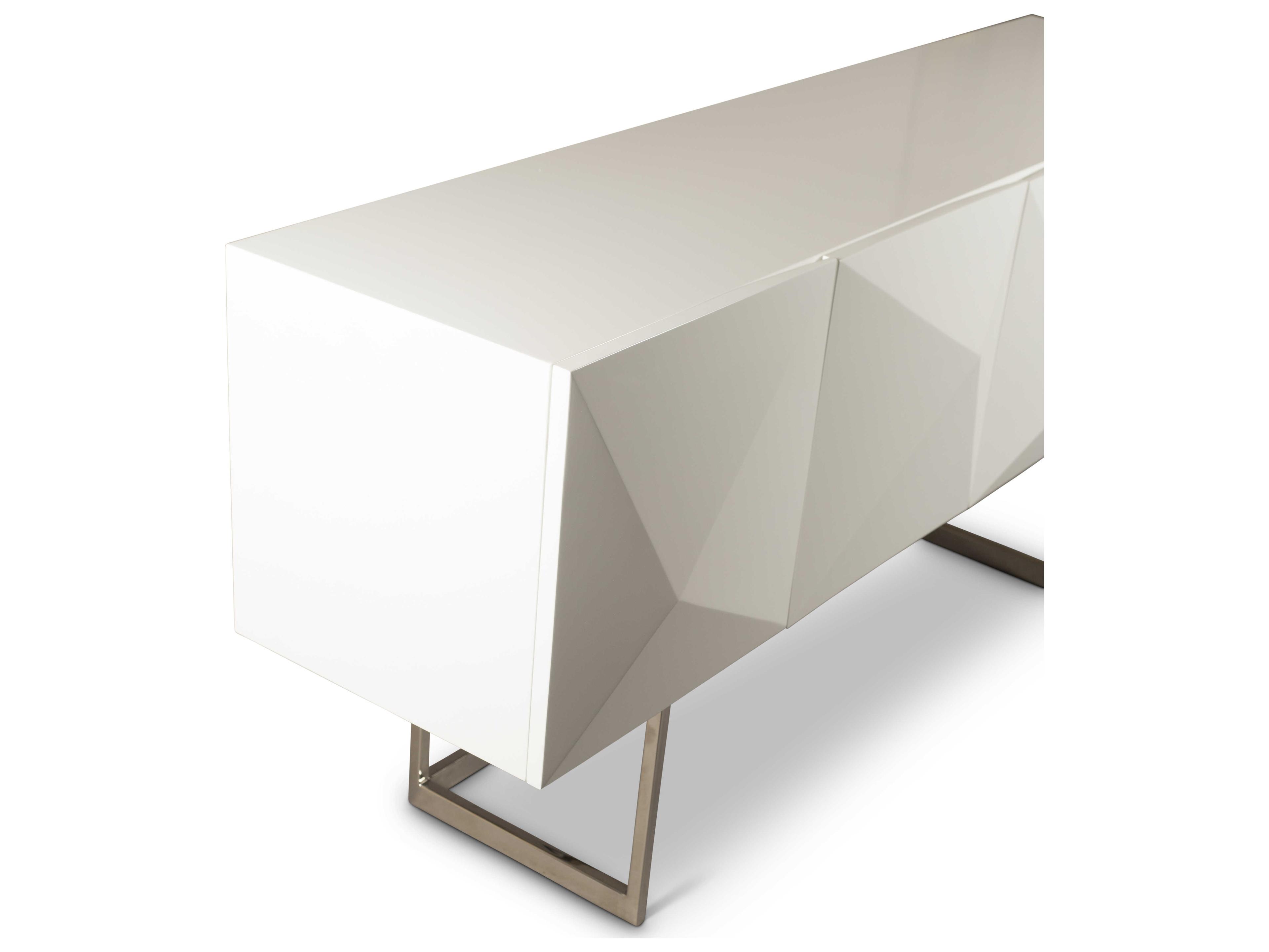 Urbia Ie Series 71" High Gloss White Stainless Steel Sideboard