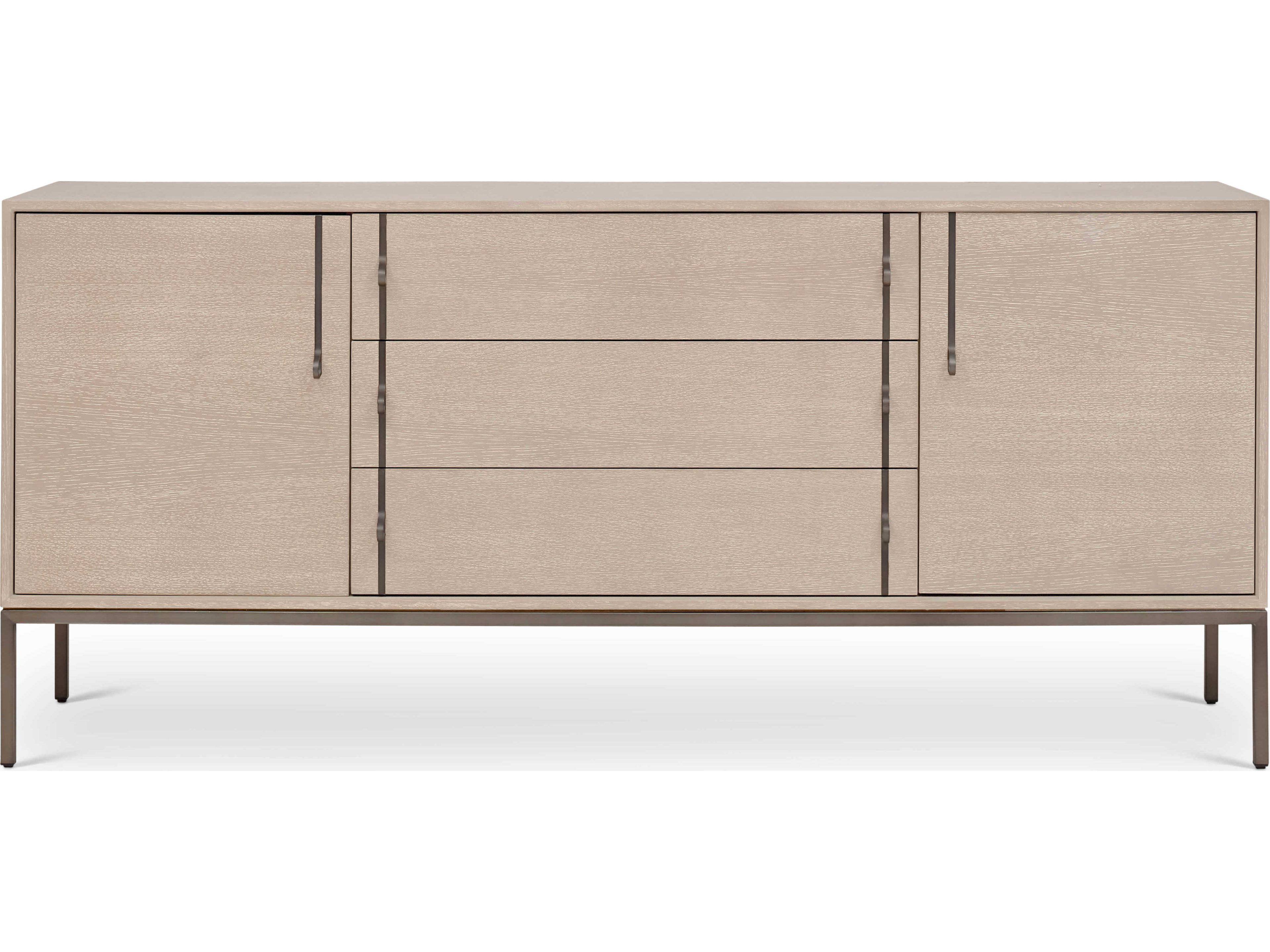 Urbia Ie Series 71" Oak Wood Taupe Grey Gun Metal Sideboard