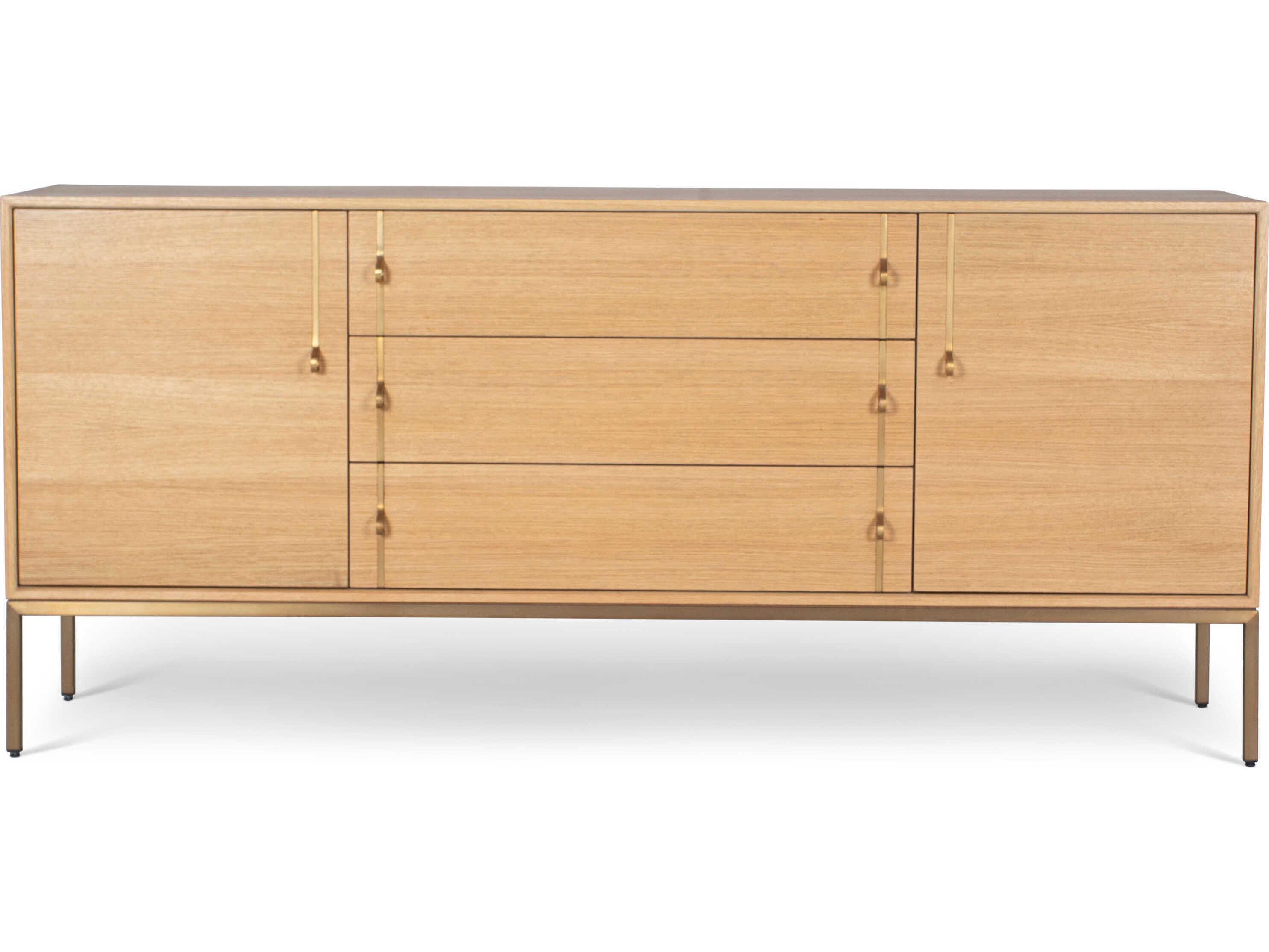 Urbia Ie Series Holly 71" Oak Wood White Brass Sideboard