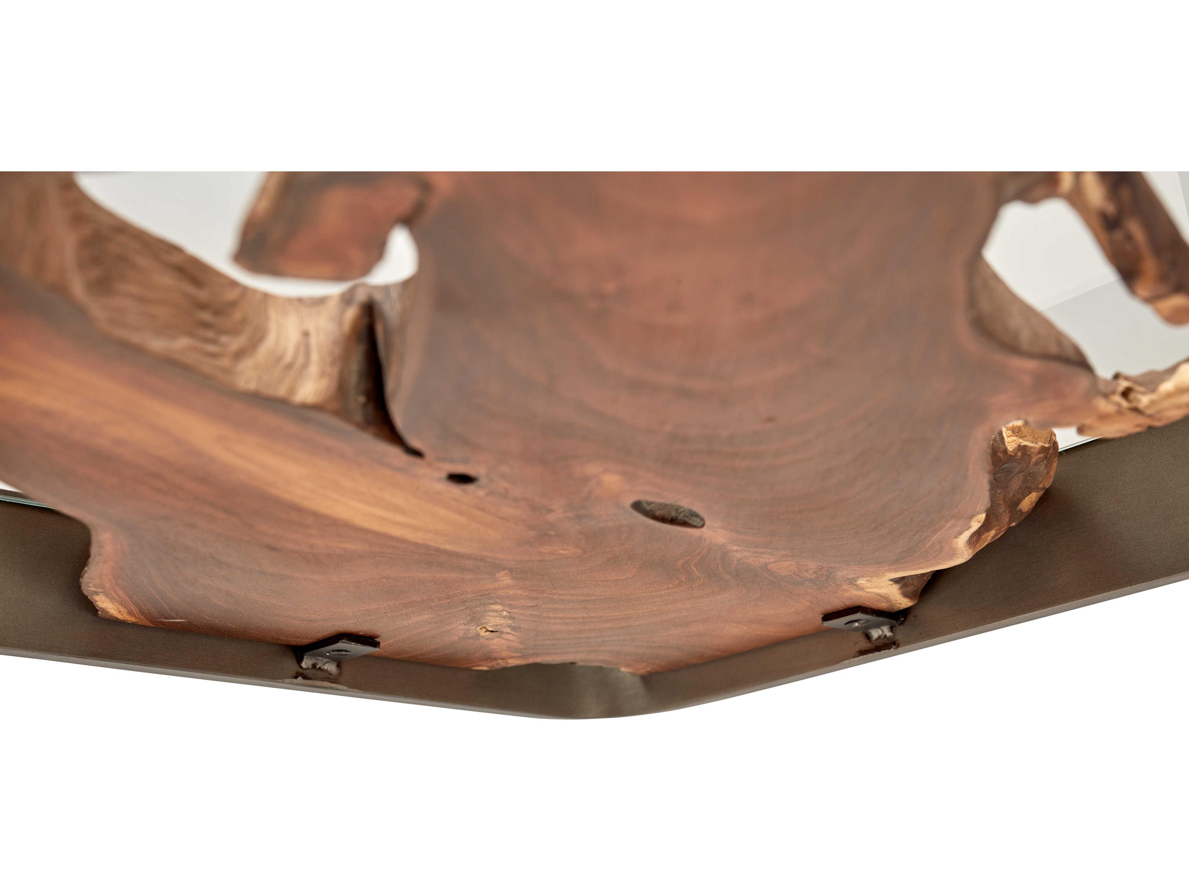 Urbia Ie Series Square Glass Teak Galvanized Gray End Table