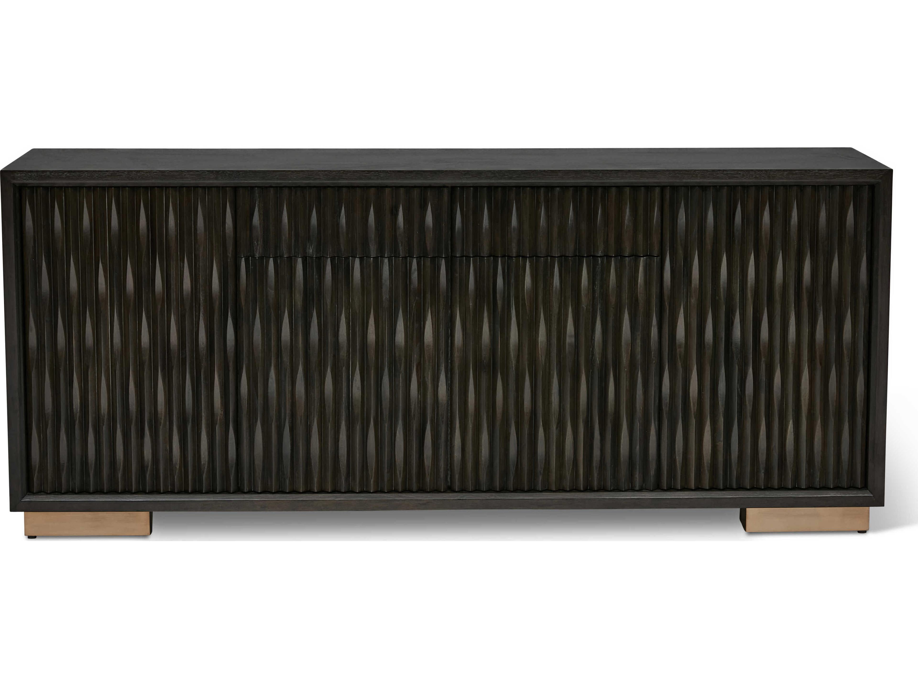 Urbia Ie Series 74" Oak Wood Charcoal Gold Sideboard