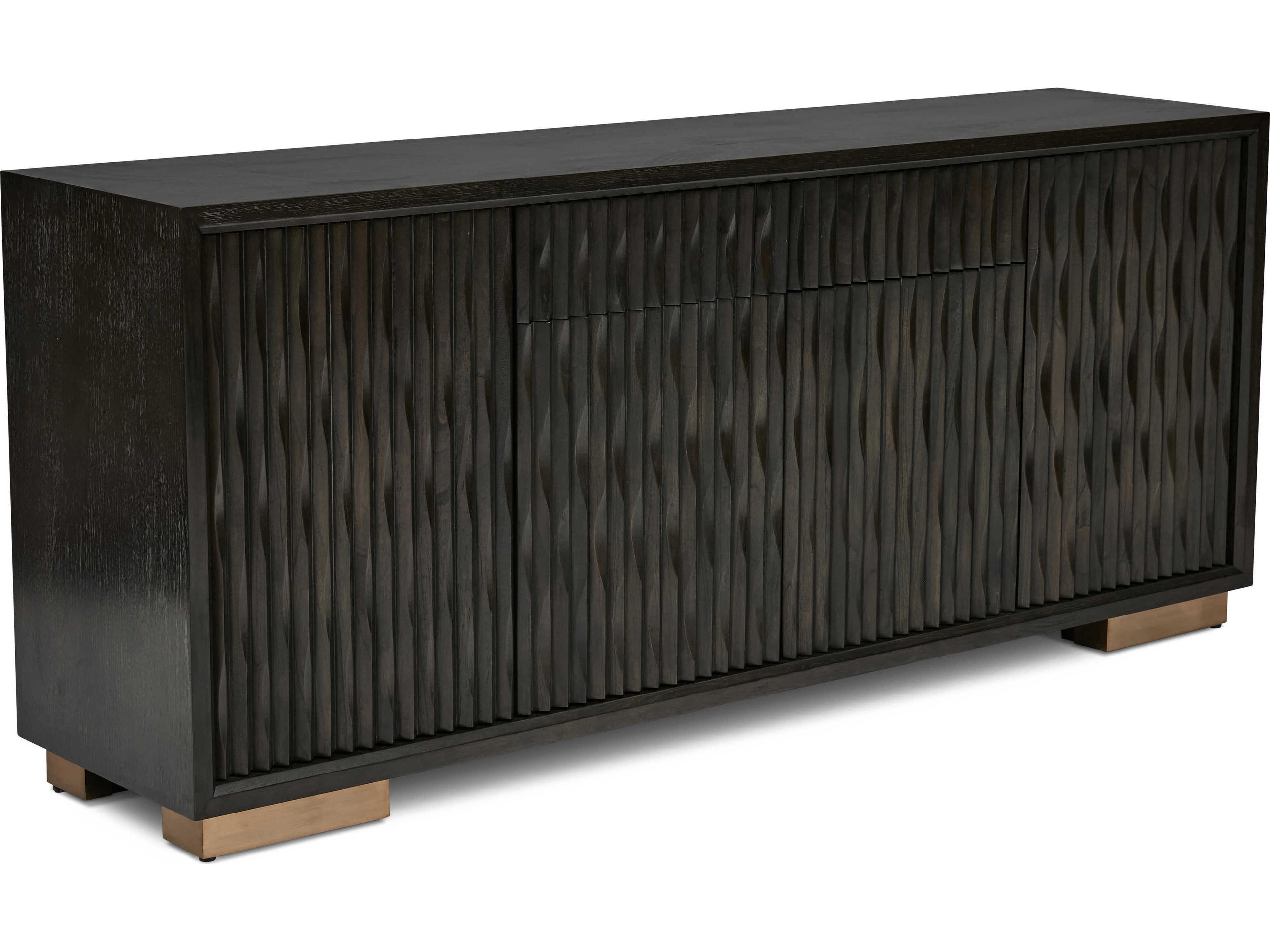 Urbia Ie Series 74" Oak Wood Charcoal Gold Sideboard