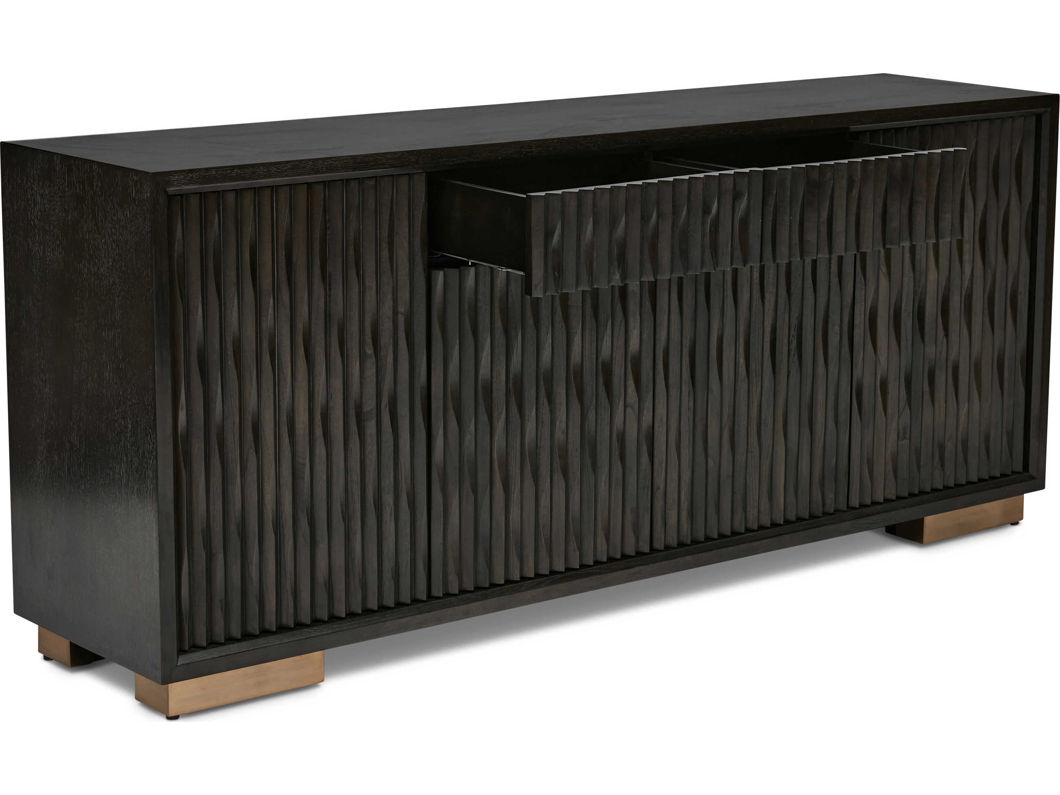 Urbia Ie Series 74" Oak Wood Charcoal Gold Sideboard