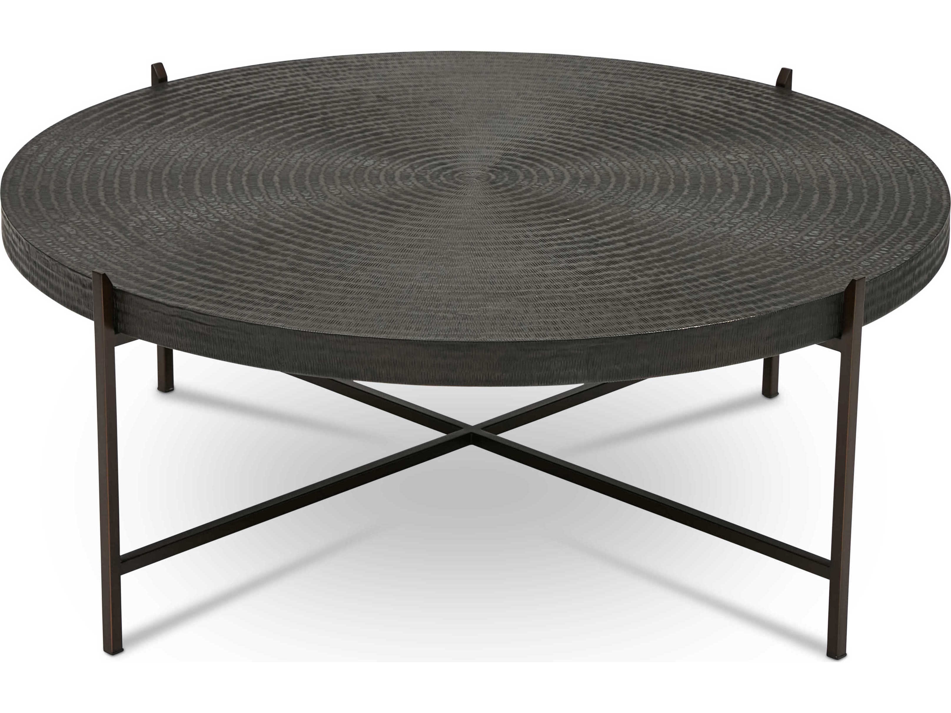 Urbia Ie Series Round Metal Antique Copper Bronze Coffee Table