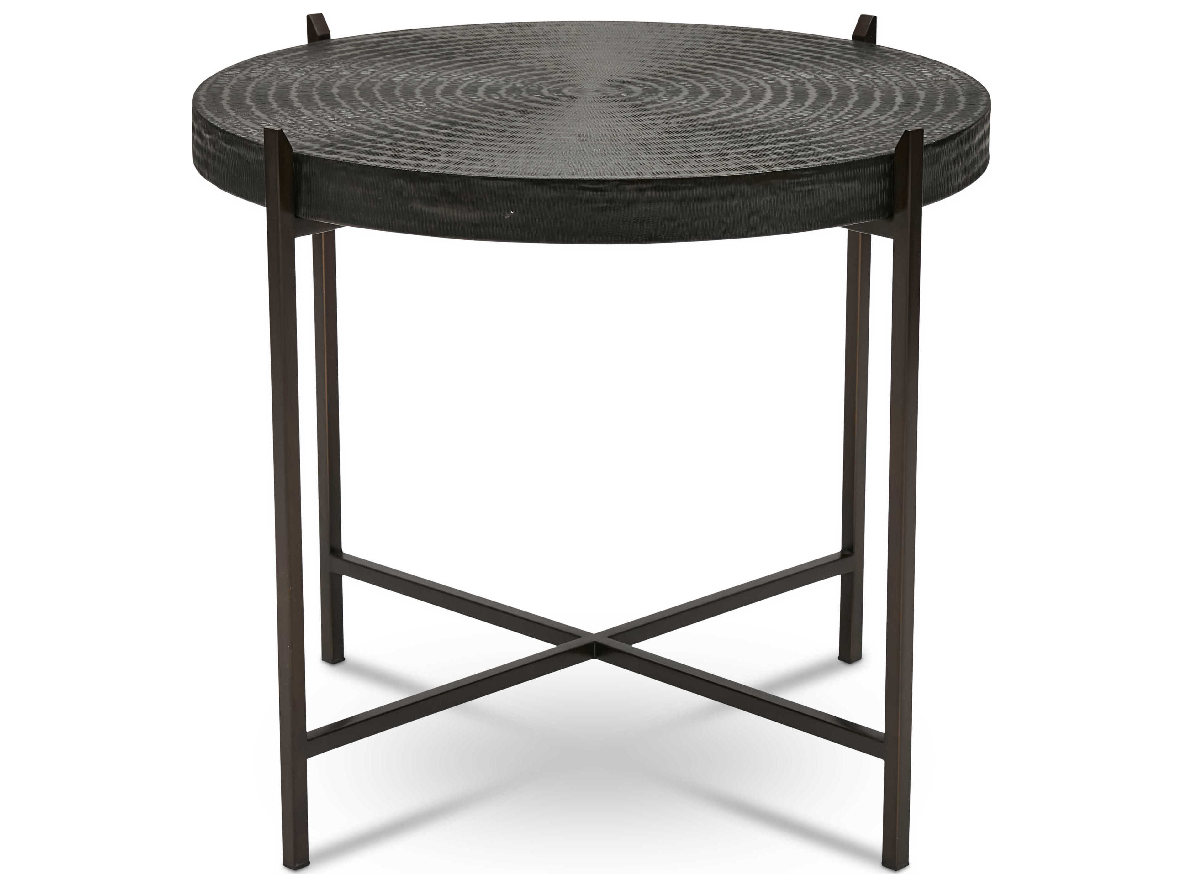 Urbia Ie Series Round Metal Antique Copper Bronze End Table