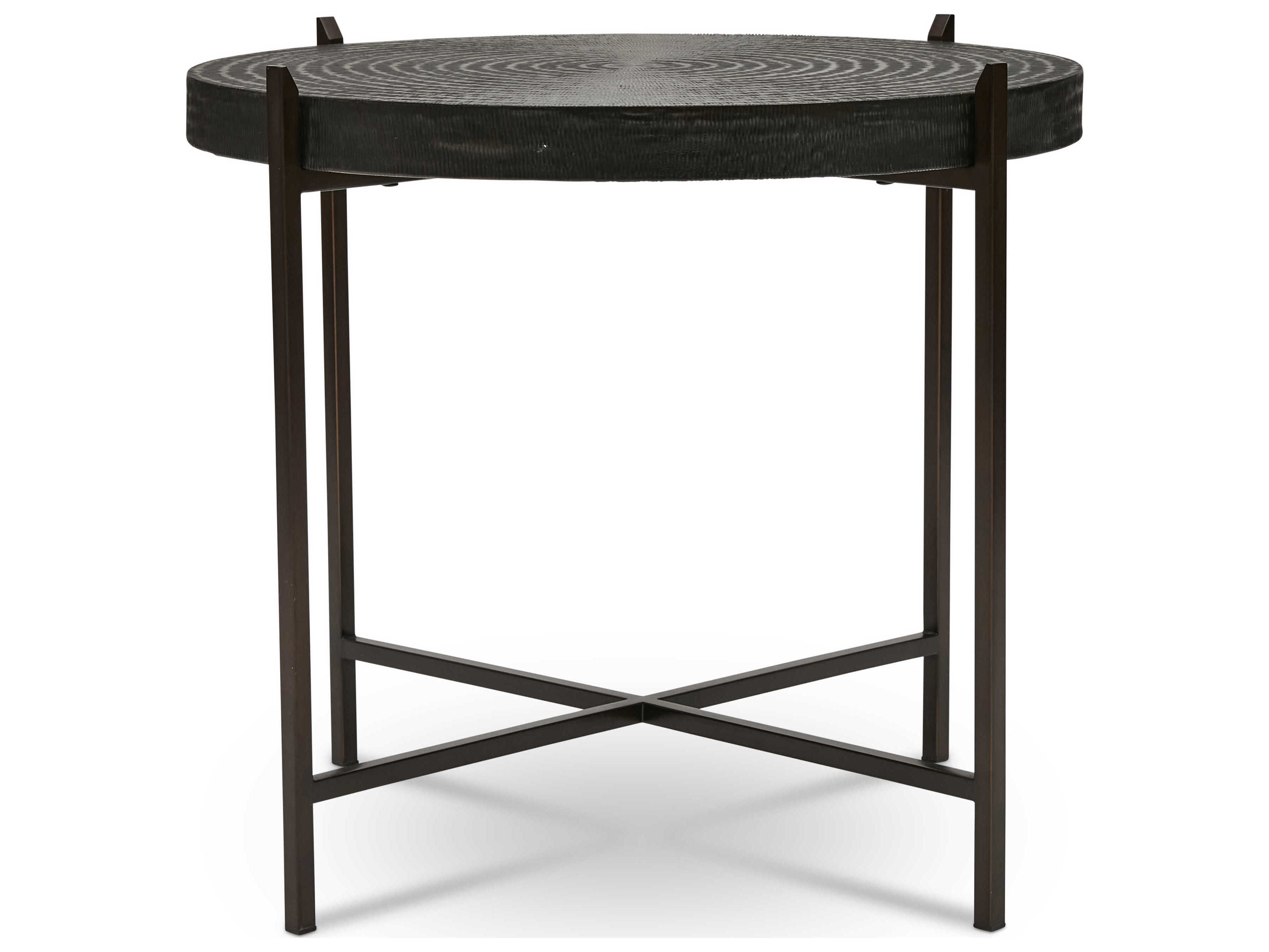 Urbia Ie Series Round Metal Antique Copper Bronze End Table