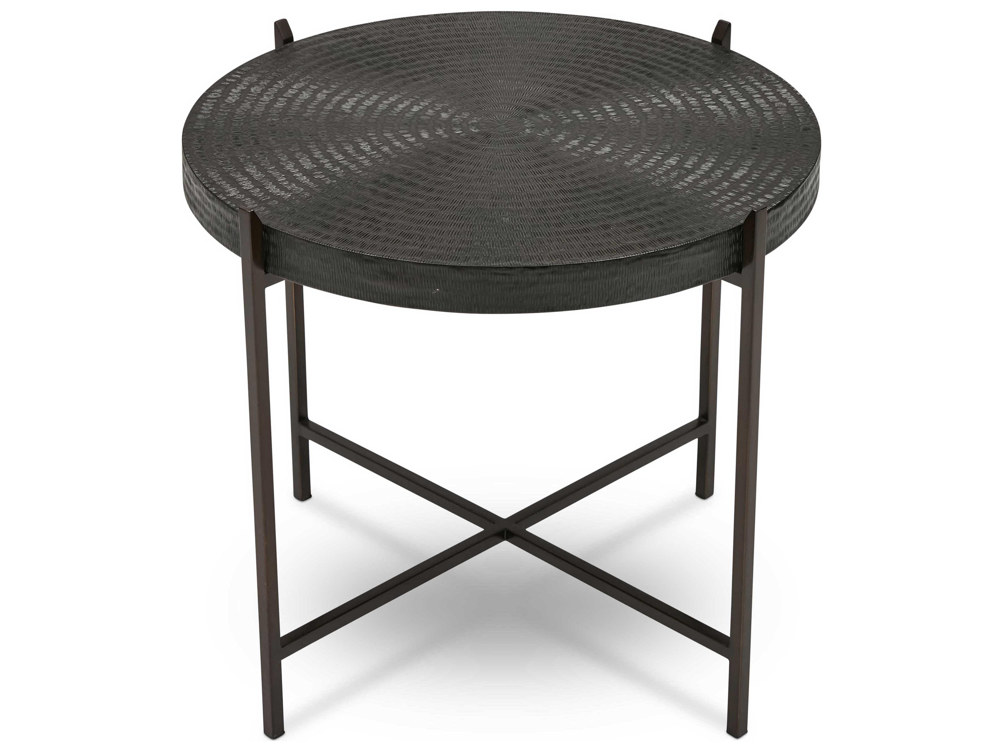 Urbia Ie Series Round Metal Antique Copper Bronze End Table