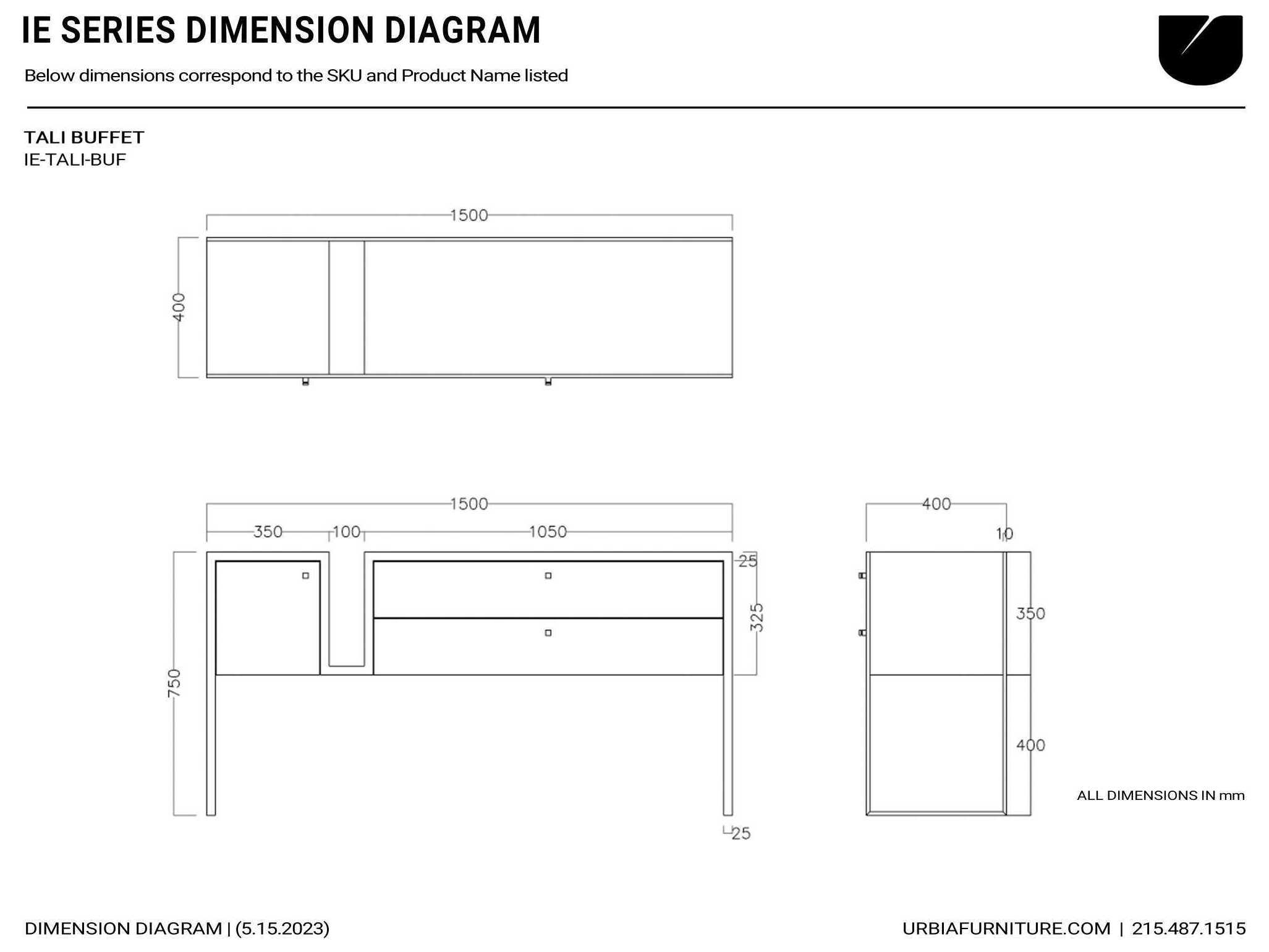 Urbia Ie Series Tali 59" Redgum Sideboard