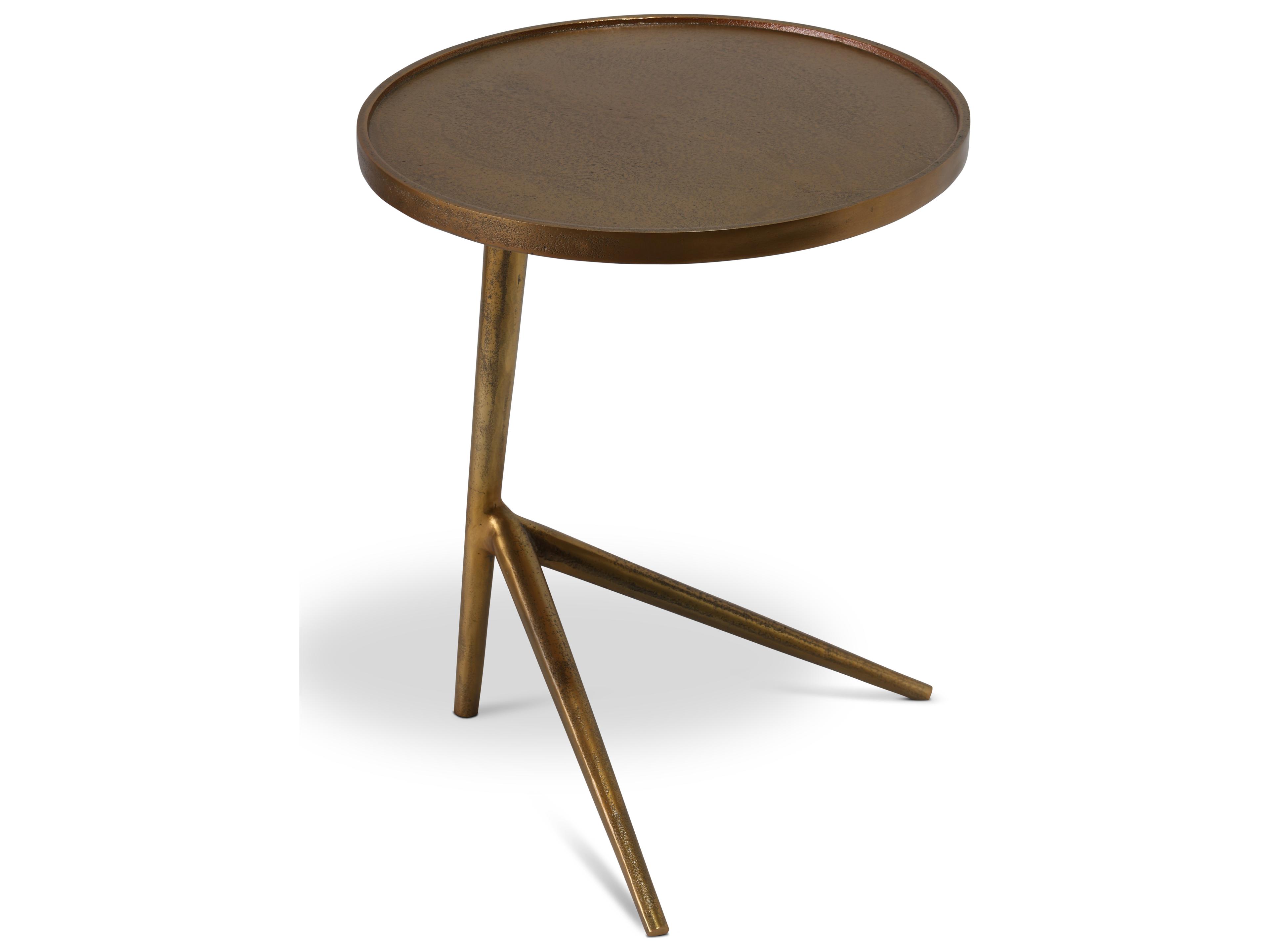Urbia Elements Round Metal Antique Brass End Table
