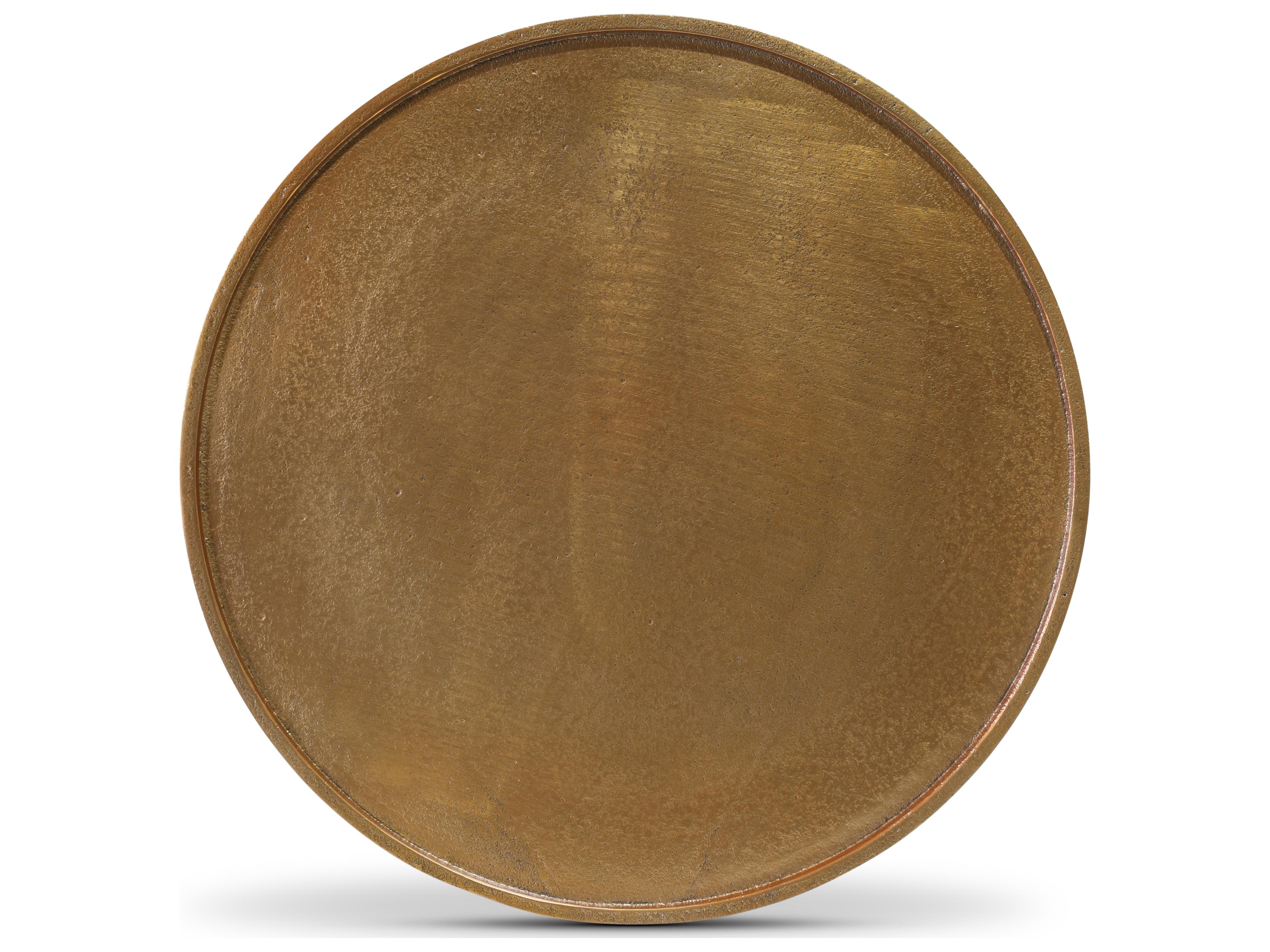 Urbia Elements Round Metal Antique Brass End Table