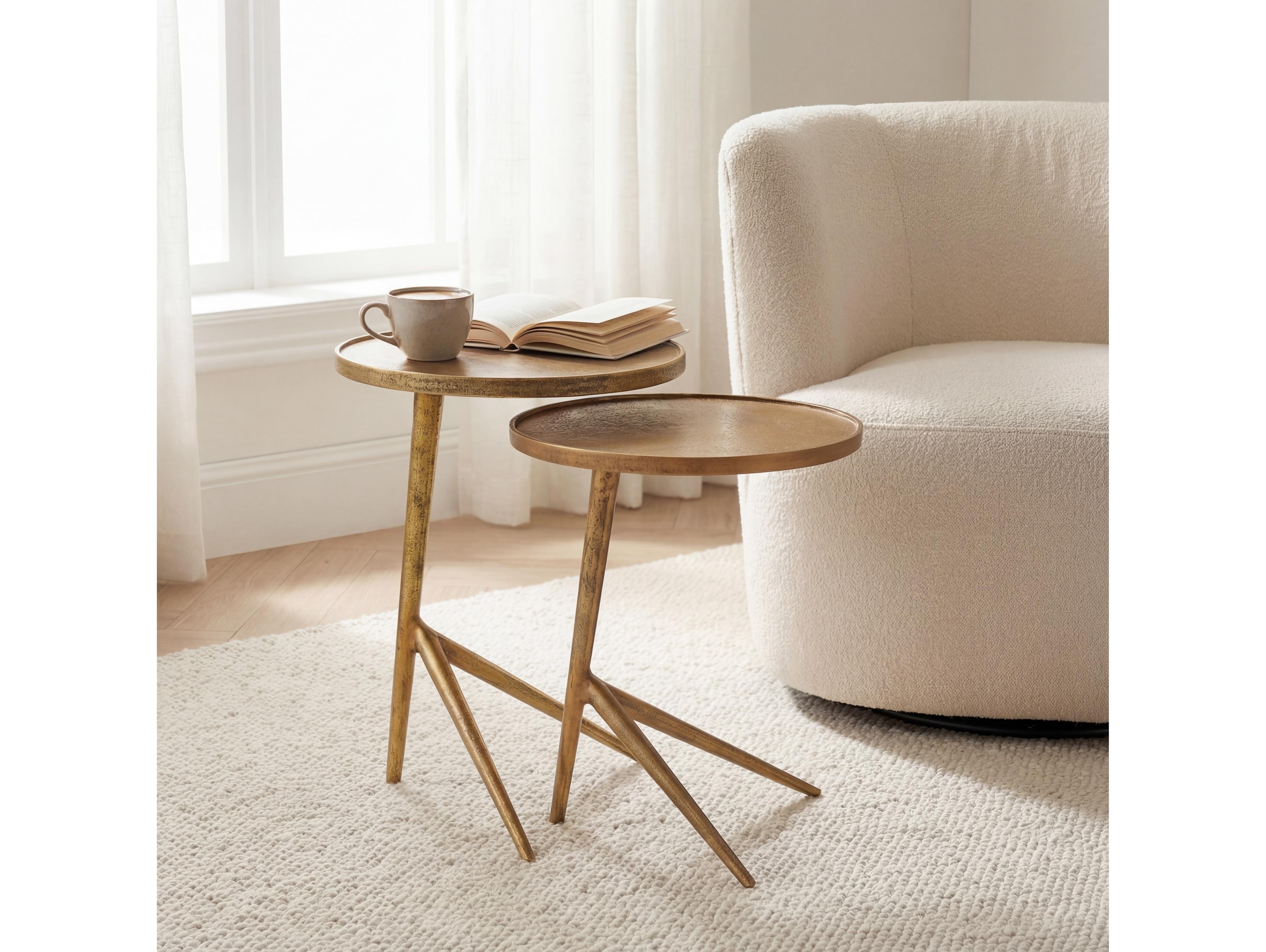 Urbia Elements Round Metal Antique Brass End Table Nesting Set