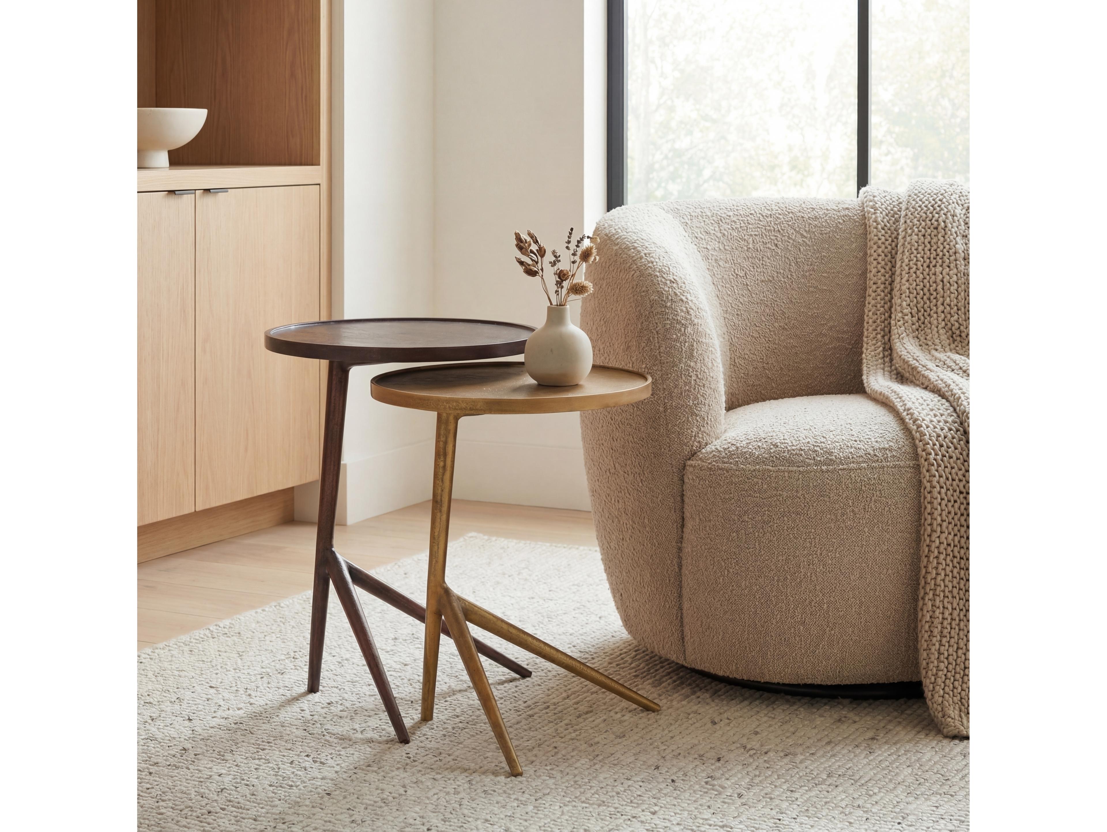 Urbia Elements Round Metal Antique Copper antique Brass End Table Nesting Set