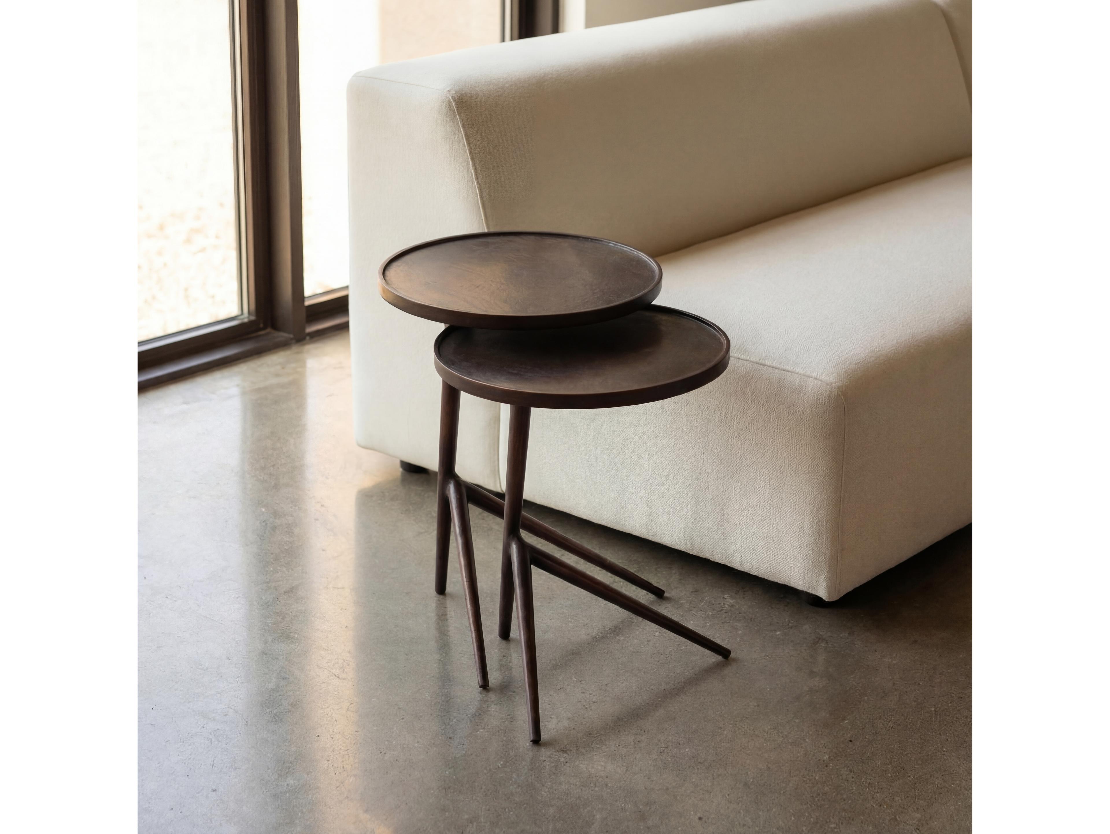 Urbia Elements Round Metal Antique Copper End Table Nesting Set