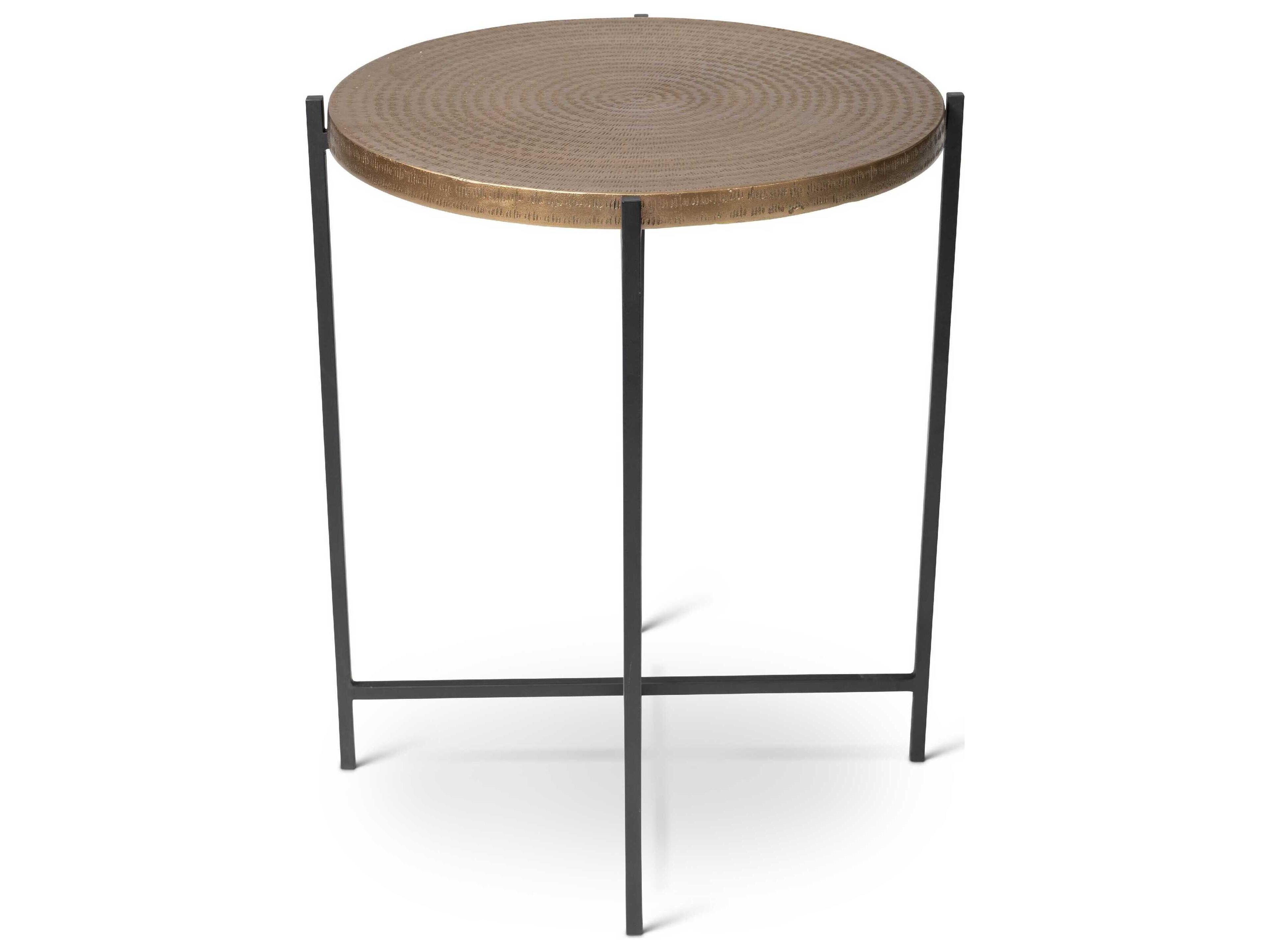 Urbia Elements Navi Round Metal Antique Brass End Table