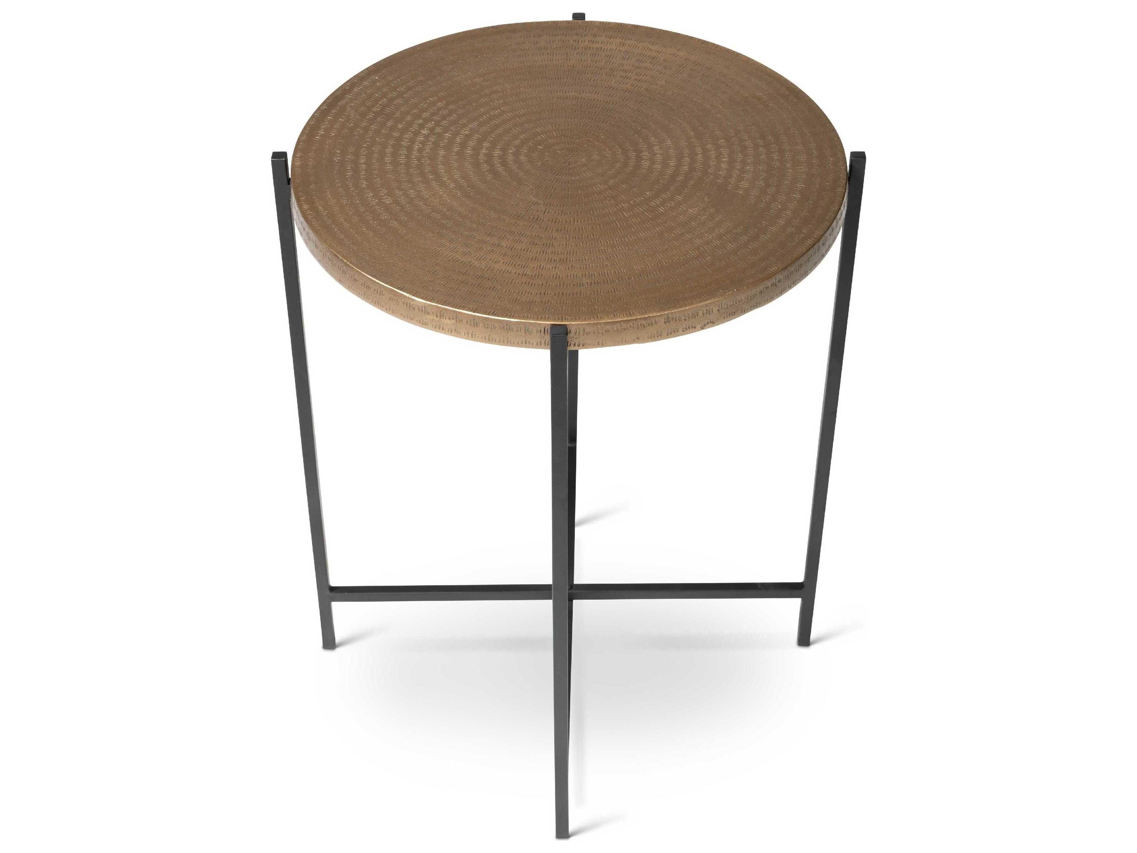 Urbia Elements Navi Round Metal Antique Brass End Table