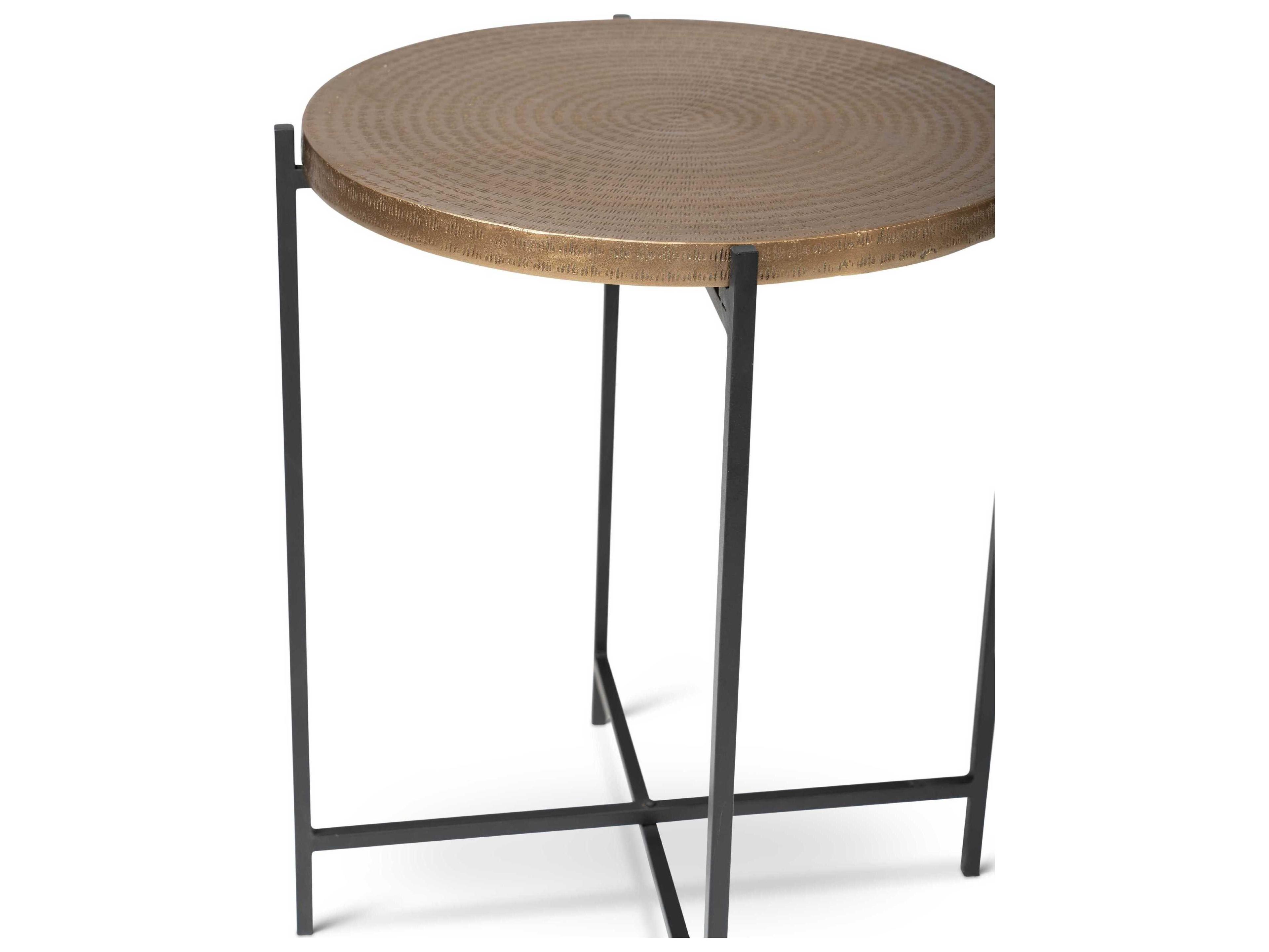 Urbia Elements Navi Round Metal Antique Brass End Table