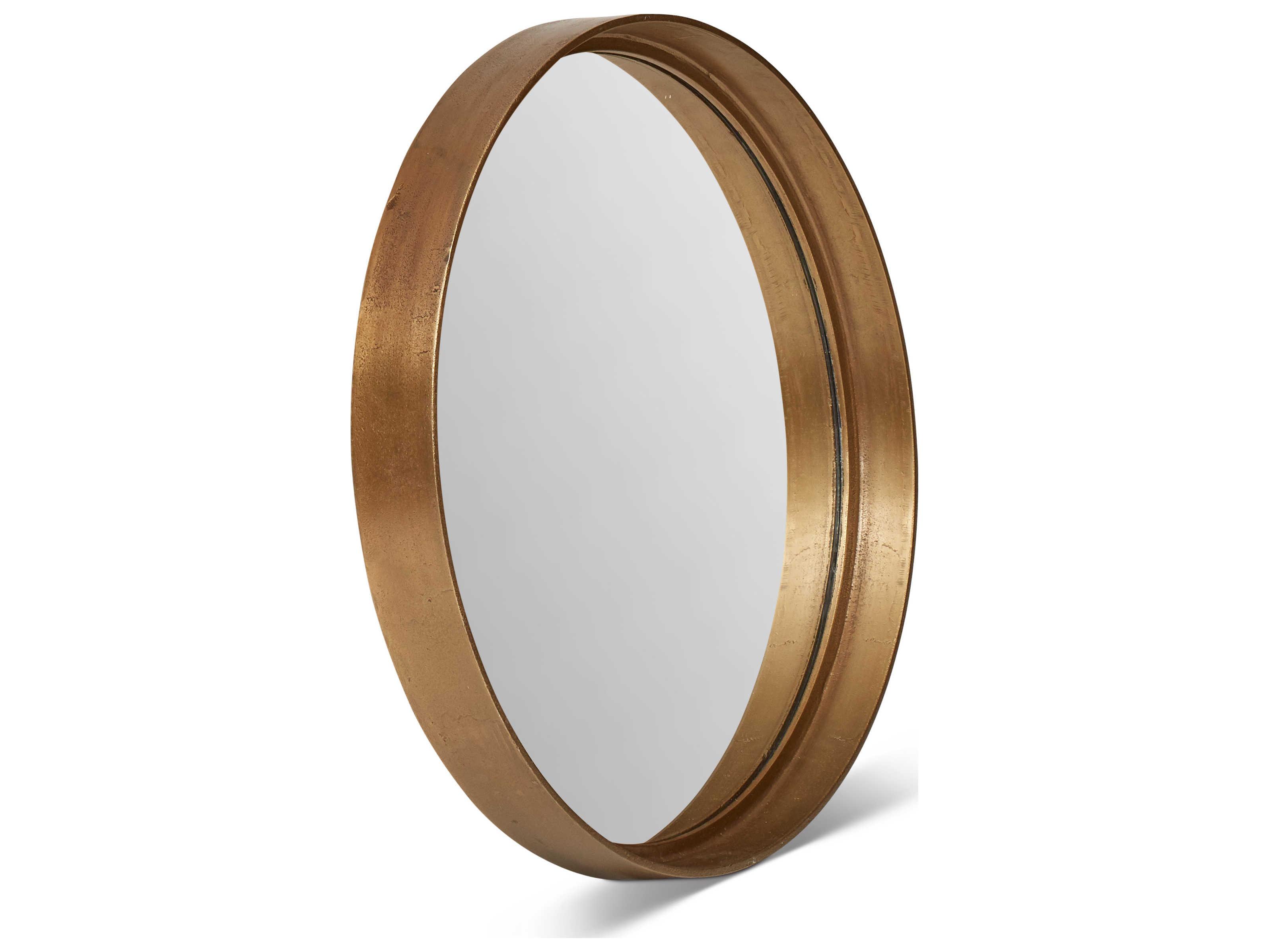 Urbia Samar Antique Brass Round Wall Mirror