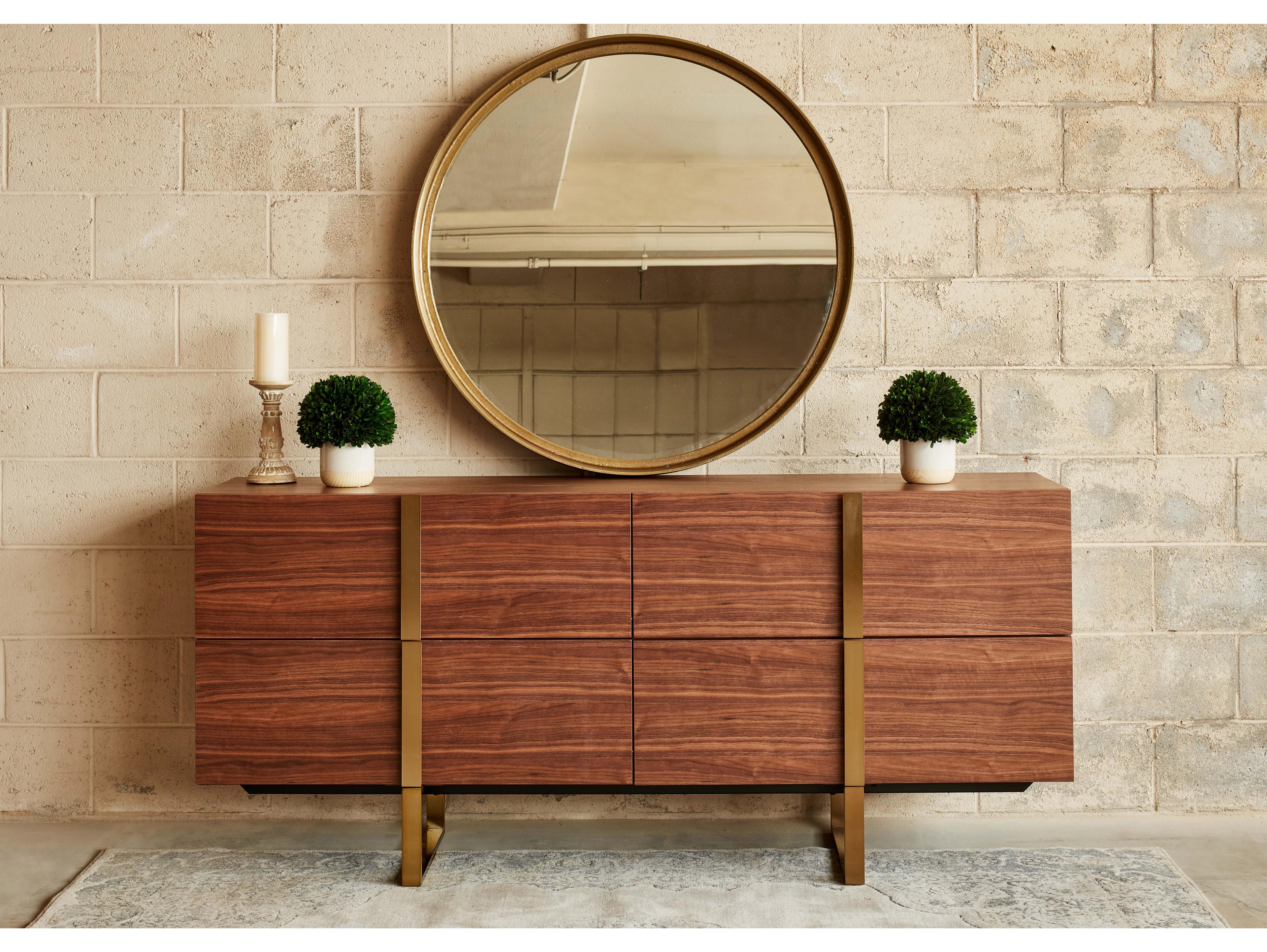 Urbia Samar Antique Brass Round Wall Mirror