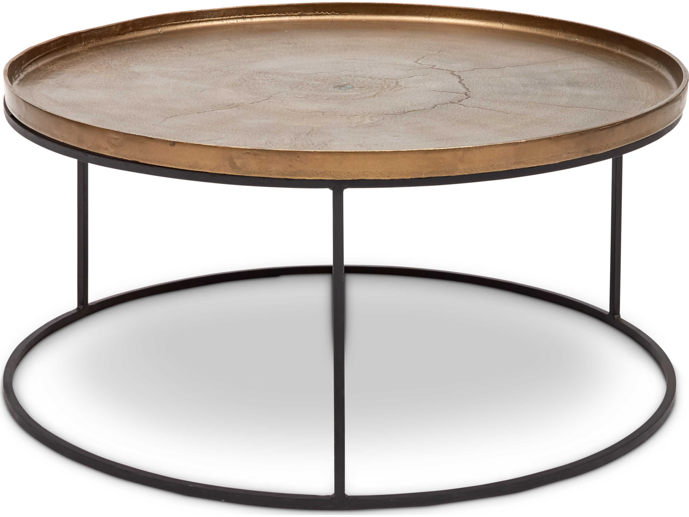 Urbia Elements Round Metal Antique Brass Black Coffee Table