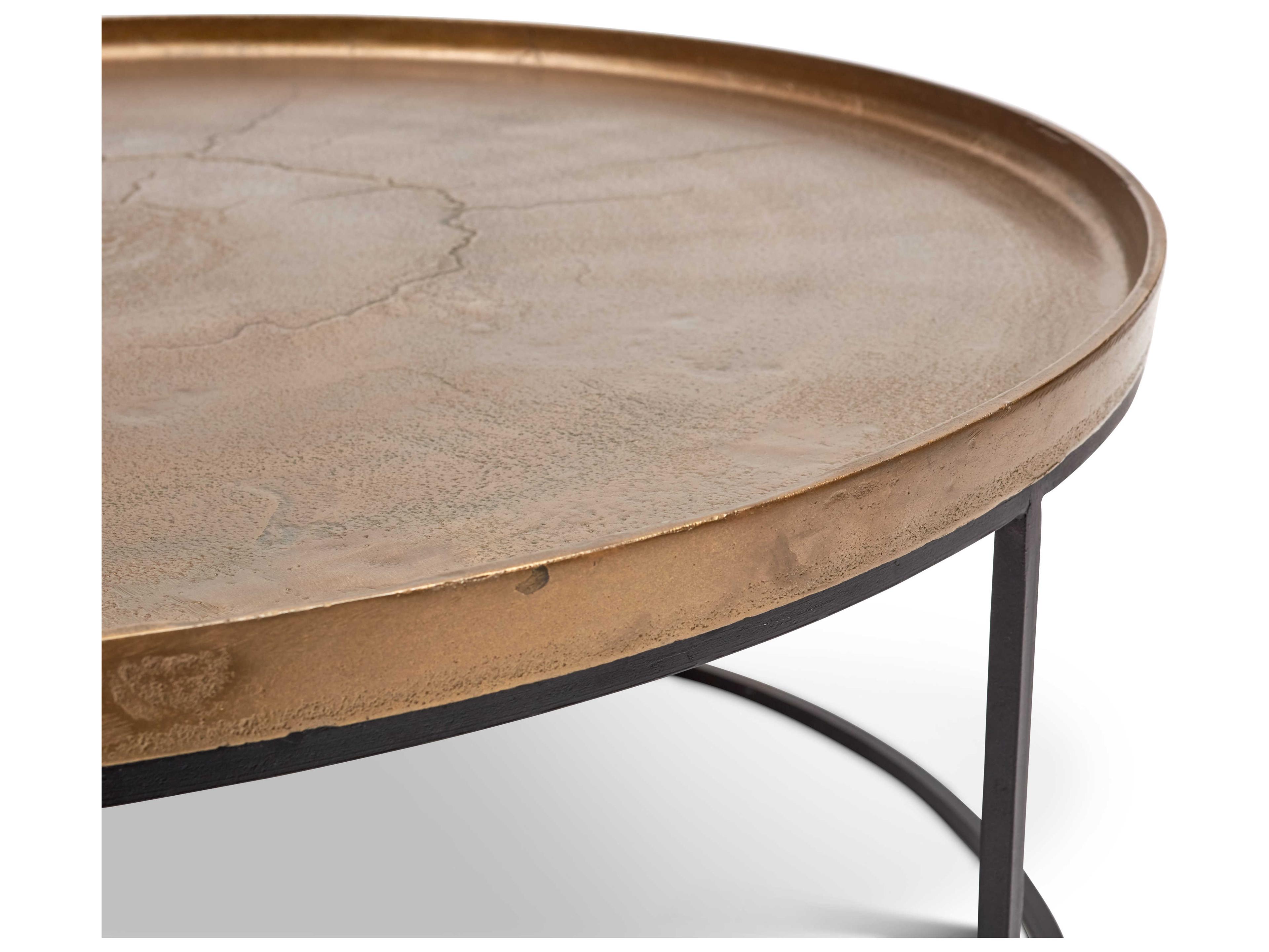 Urbia Elements Round Metal Antique Brass Black Coffee Table