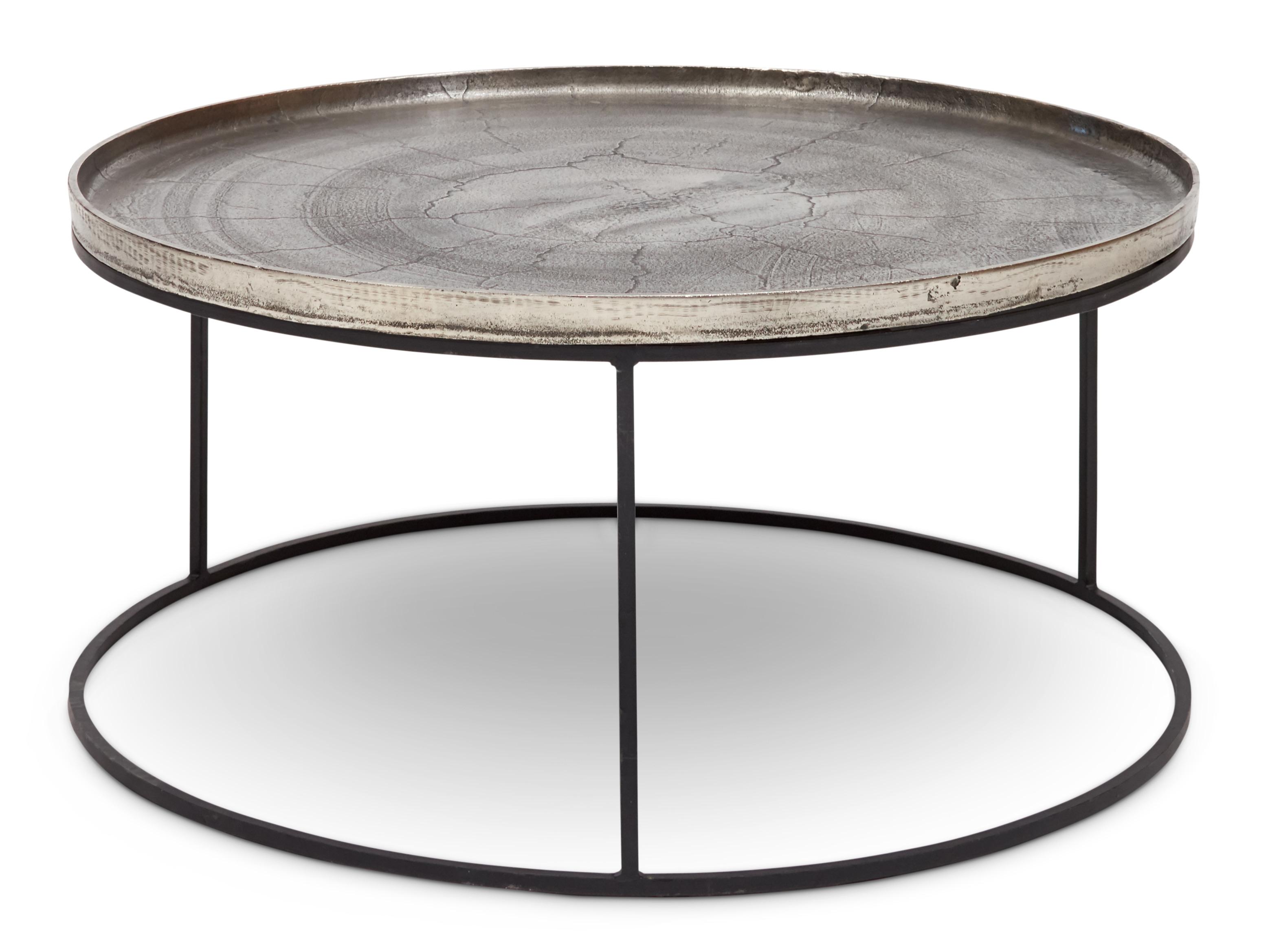 Urbia Elements Round Metal Vintage Silver Black Coffee Table