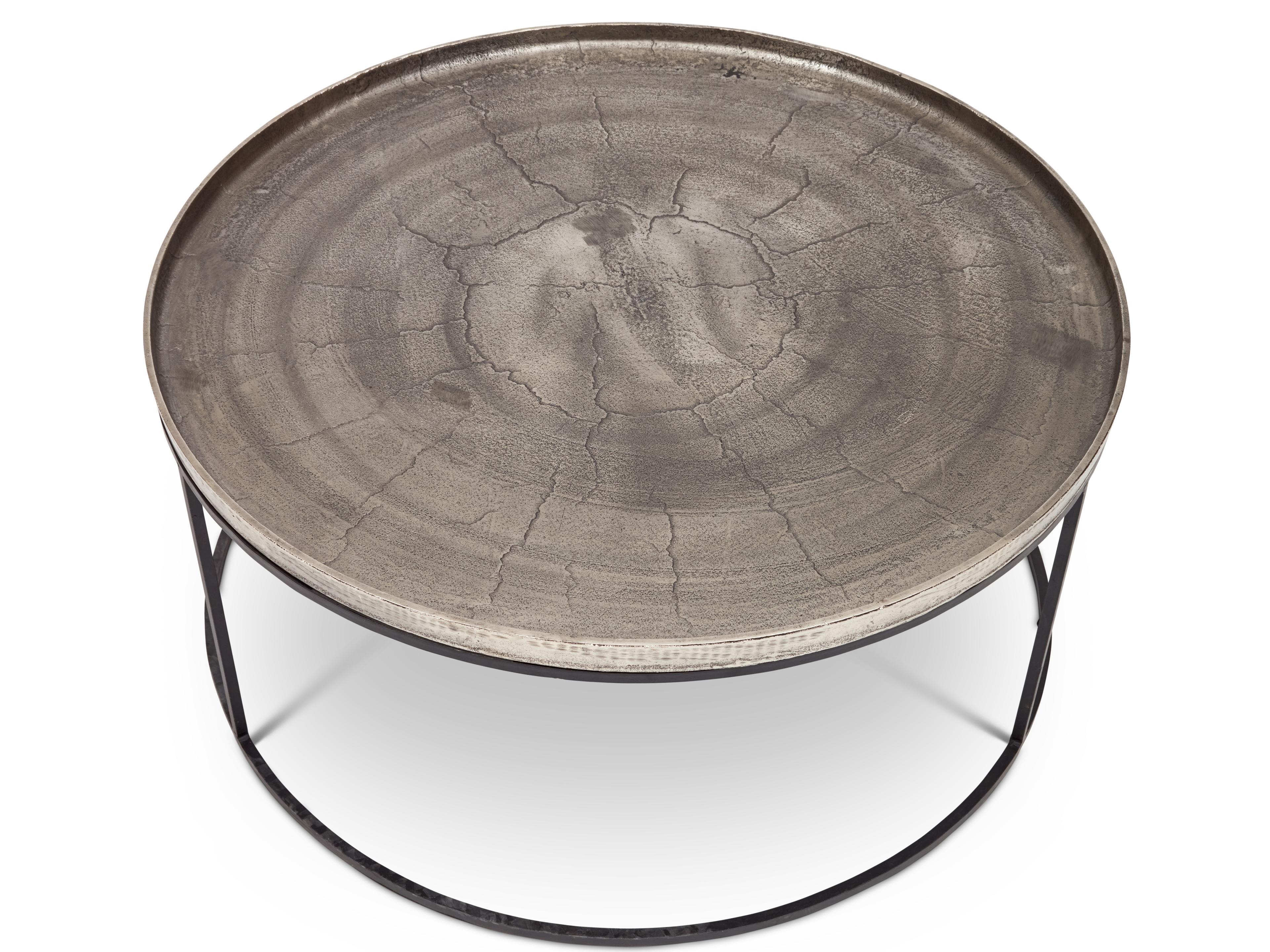 Urbia Elements Round Metal Vintage Silver Black Coffee Table