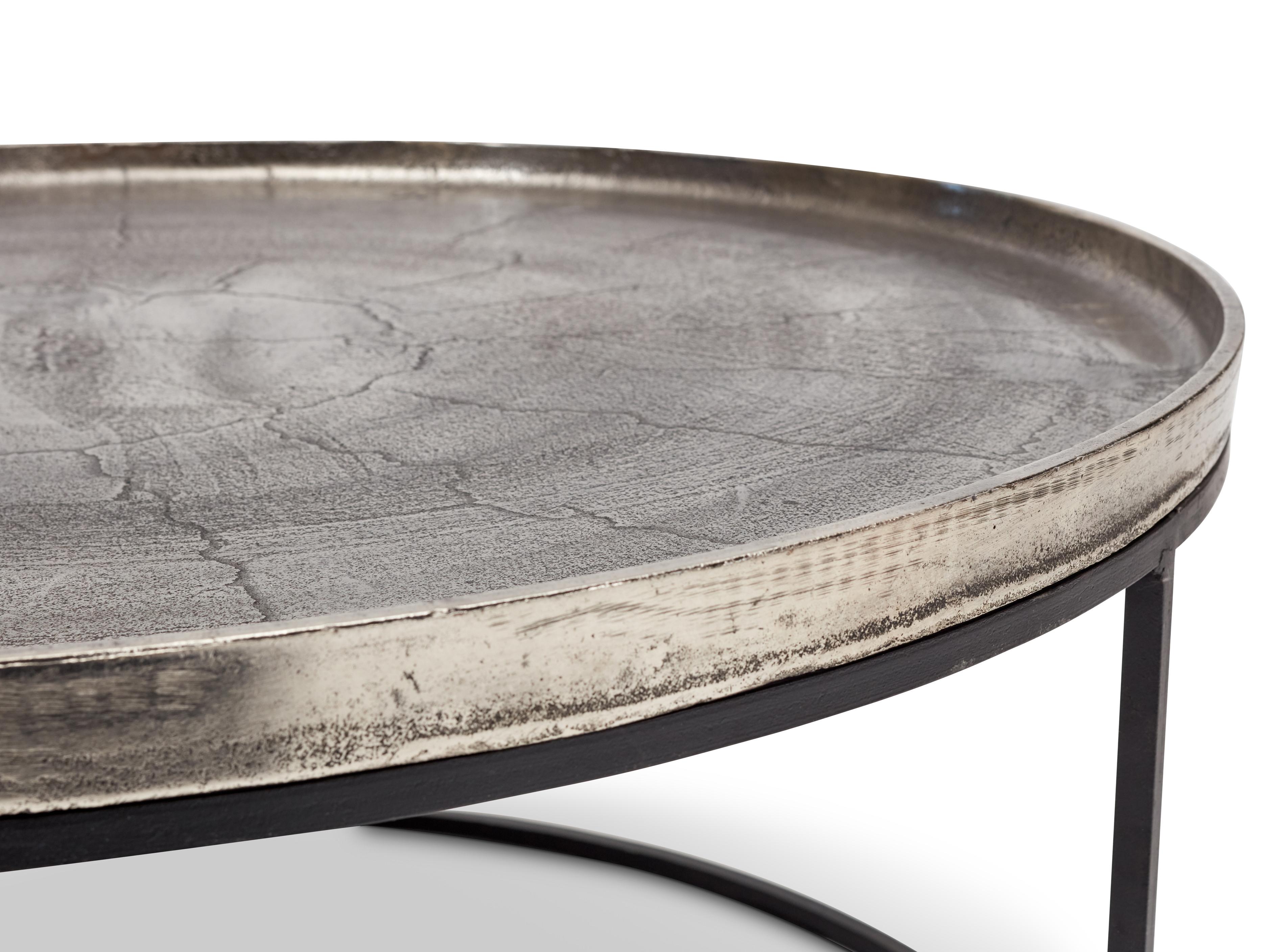 Urbia Elements Round Metal Vintage Silver Black Coffee Table