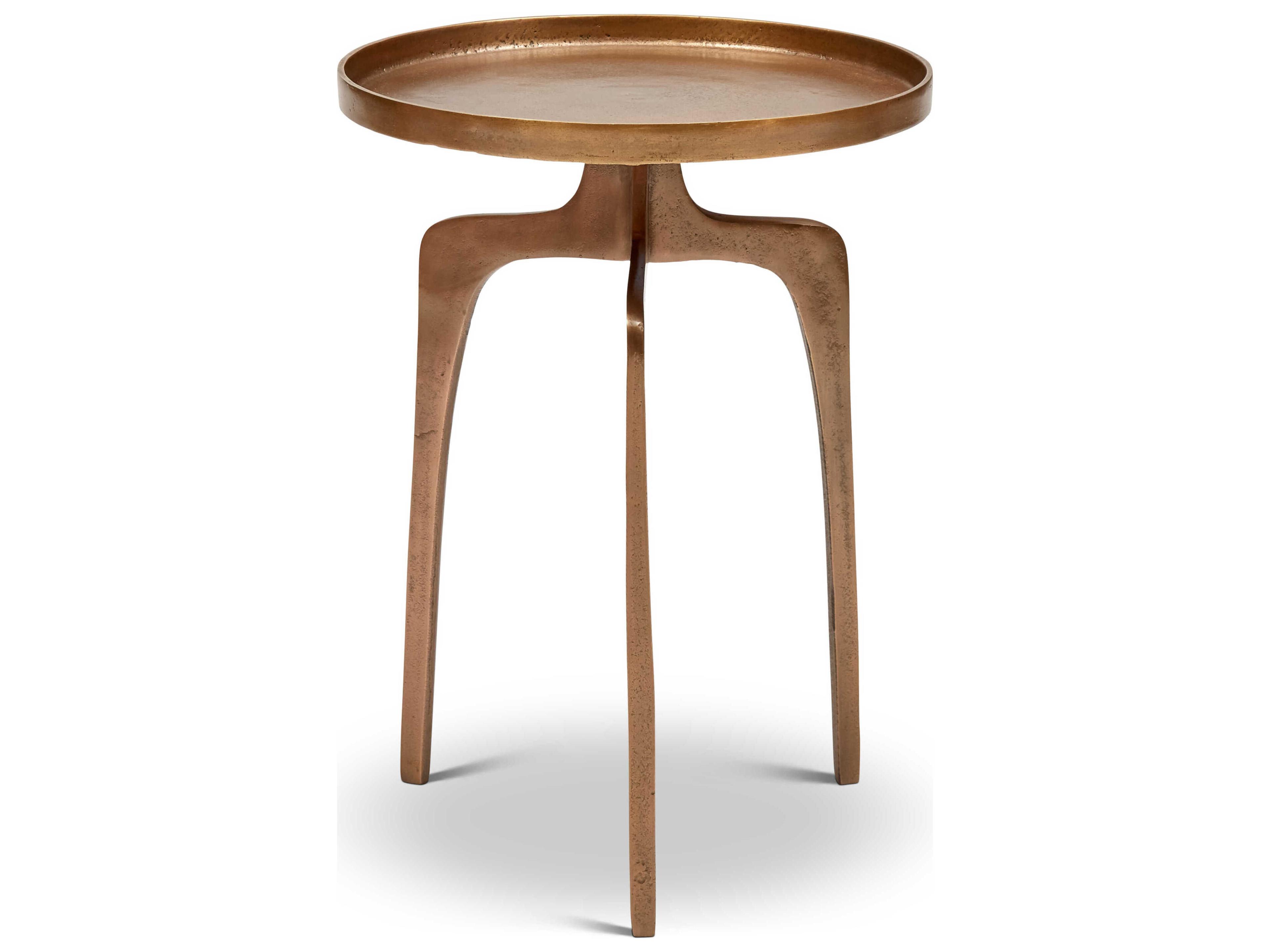 Urbia Elements Round Metal Antique Brass End Table