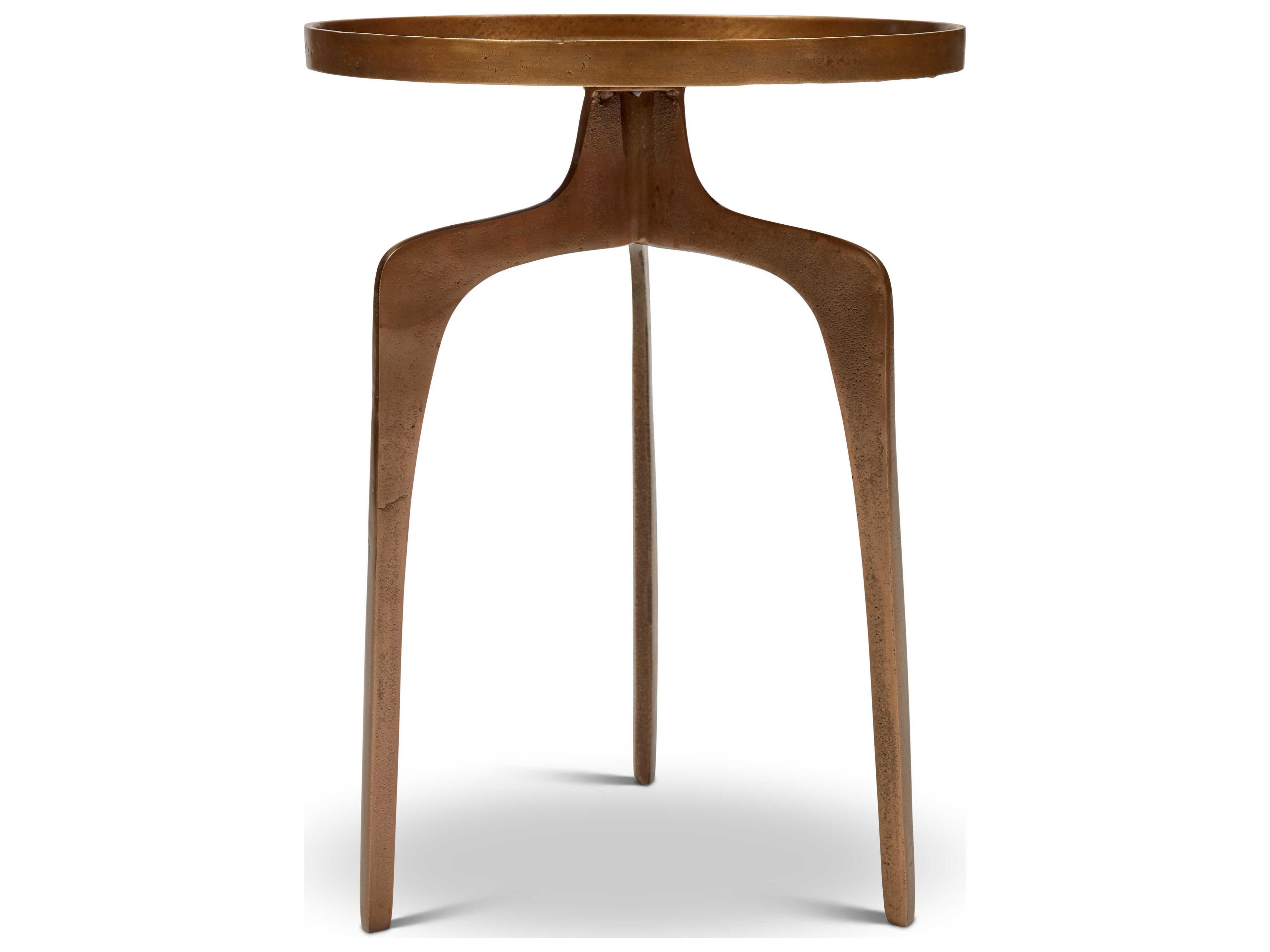 Urbia Elements Round Metal Antique Brass End Table