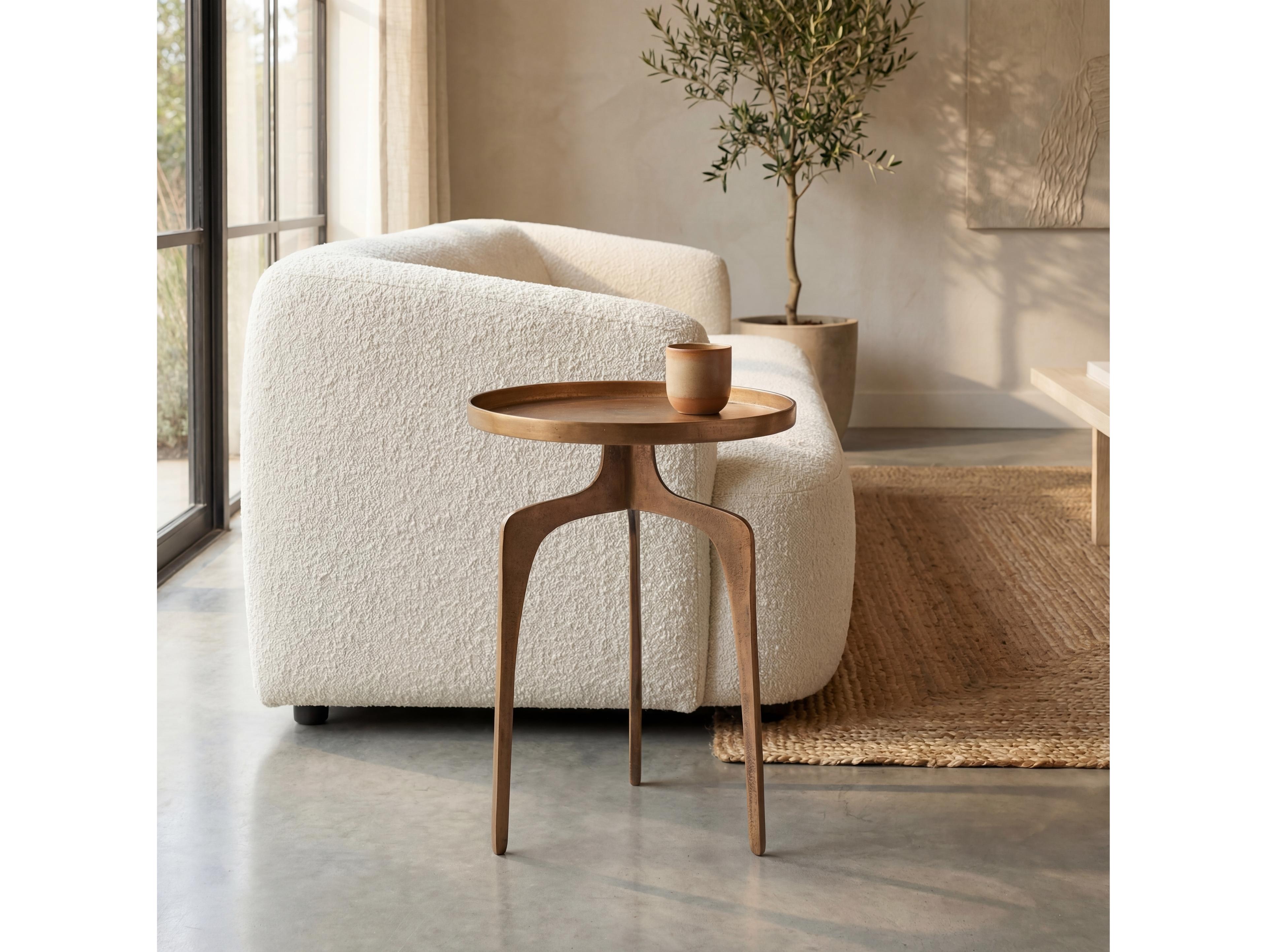 Urbia Elements Round Metal Antique Brass End Table