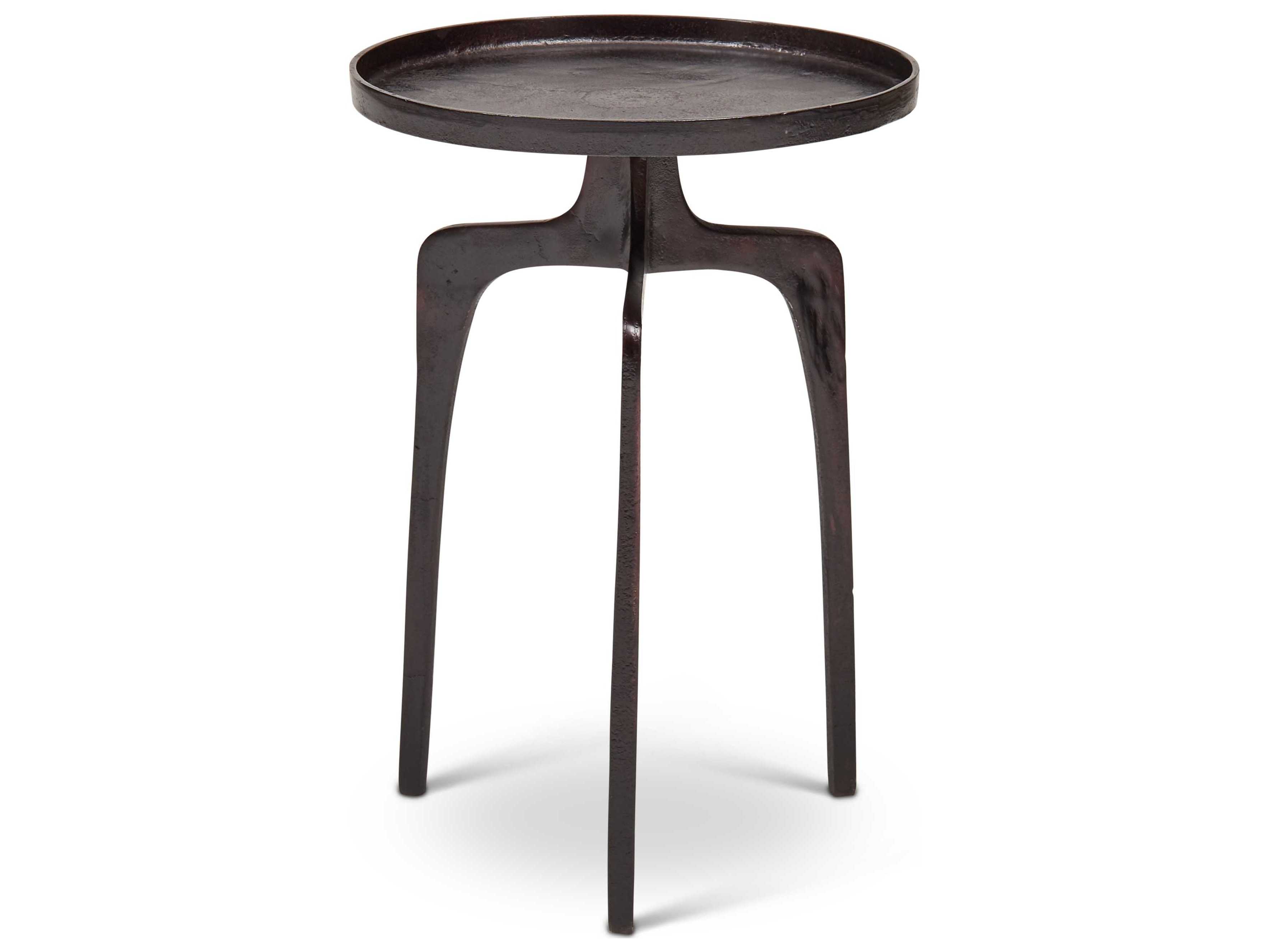 Urbia Elements Round Metal Raw Bronze End Table