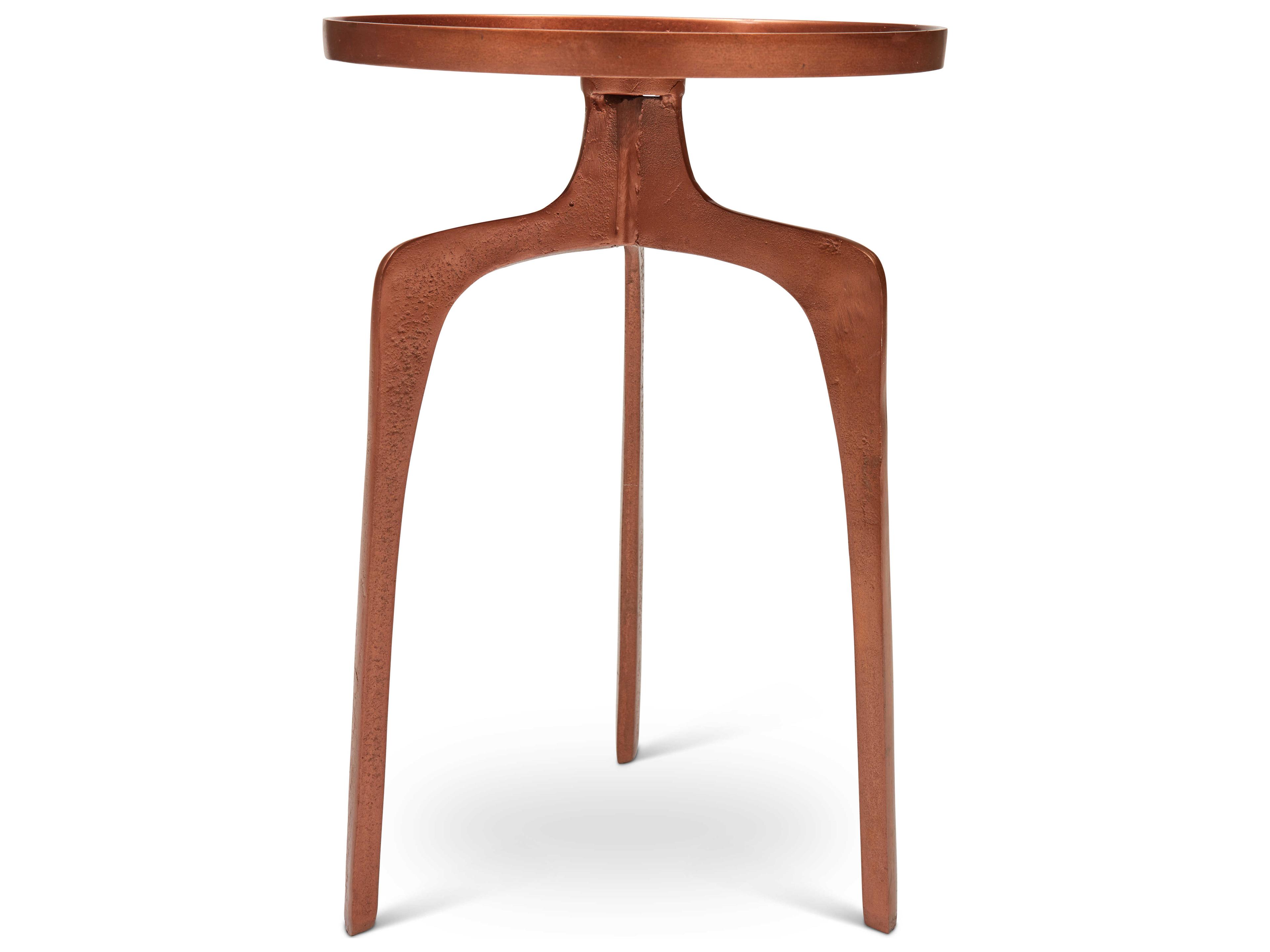 Urbia Elements Round Metal Vintage Copper End Table