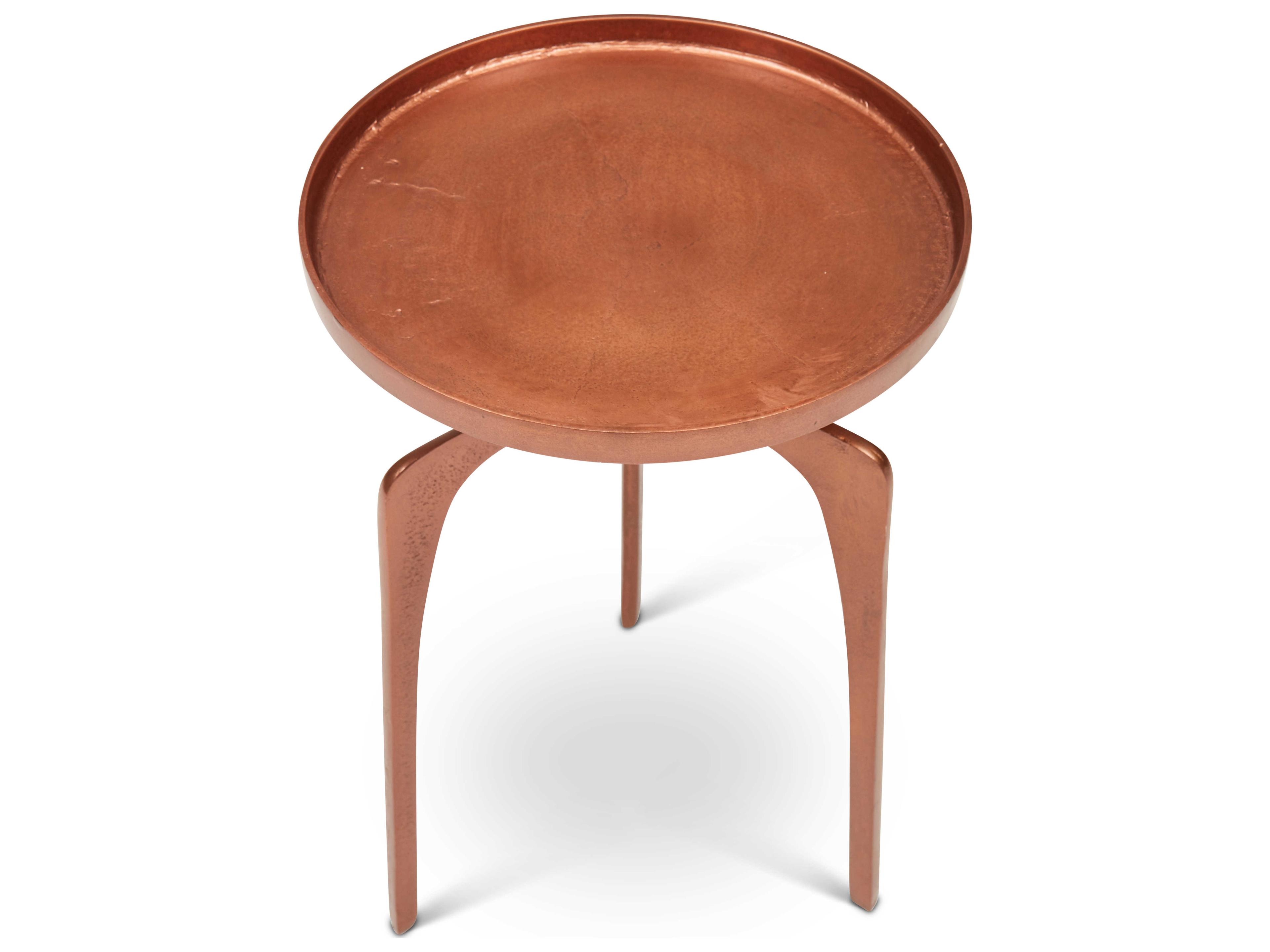 Urbia Elements Round Metal Vintage Copper End Table