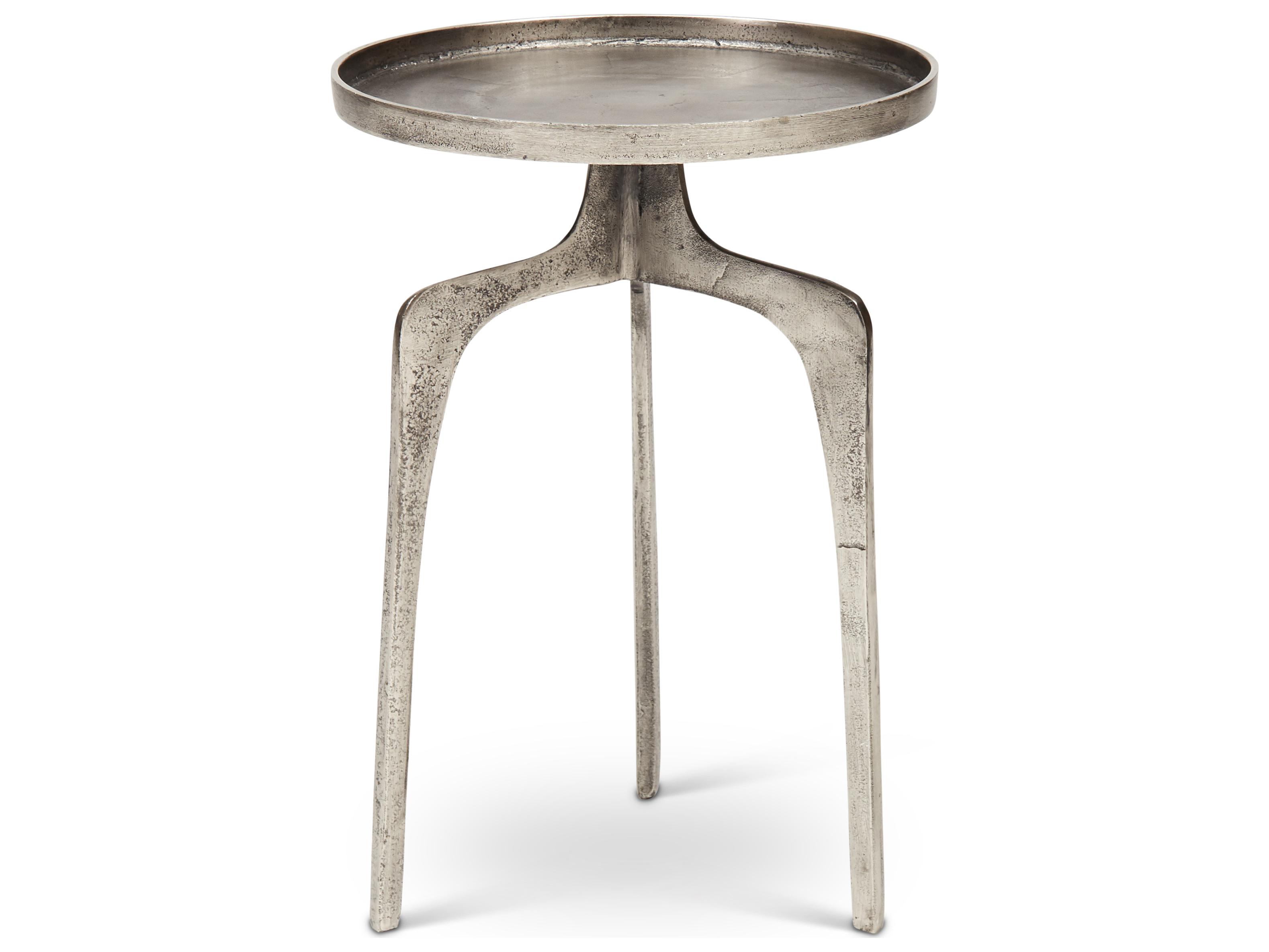 Urbia Elements Round Metal Vintage Silver End Table