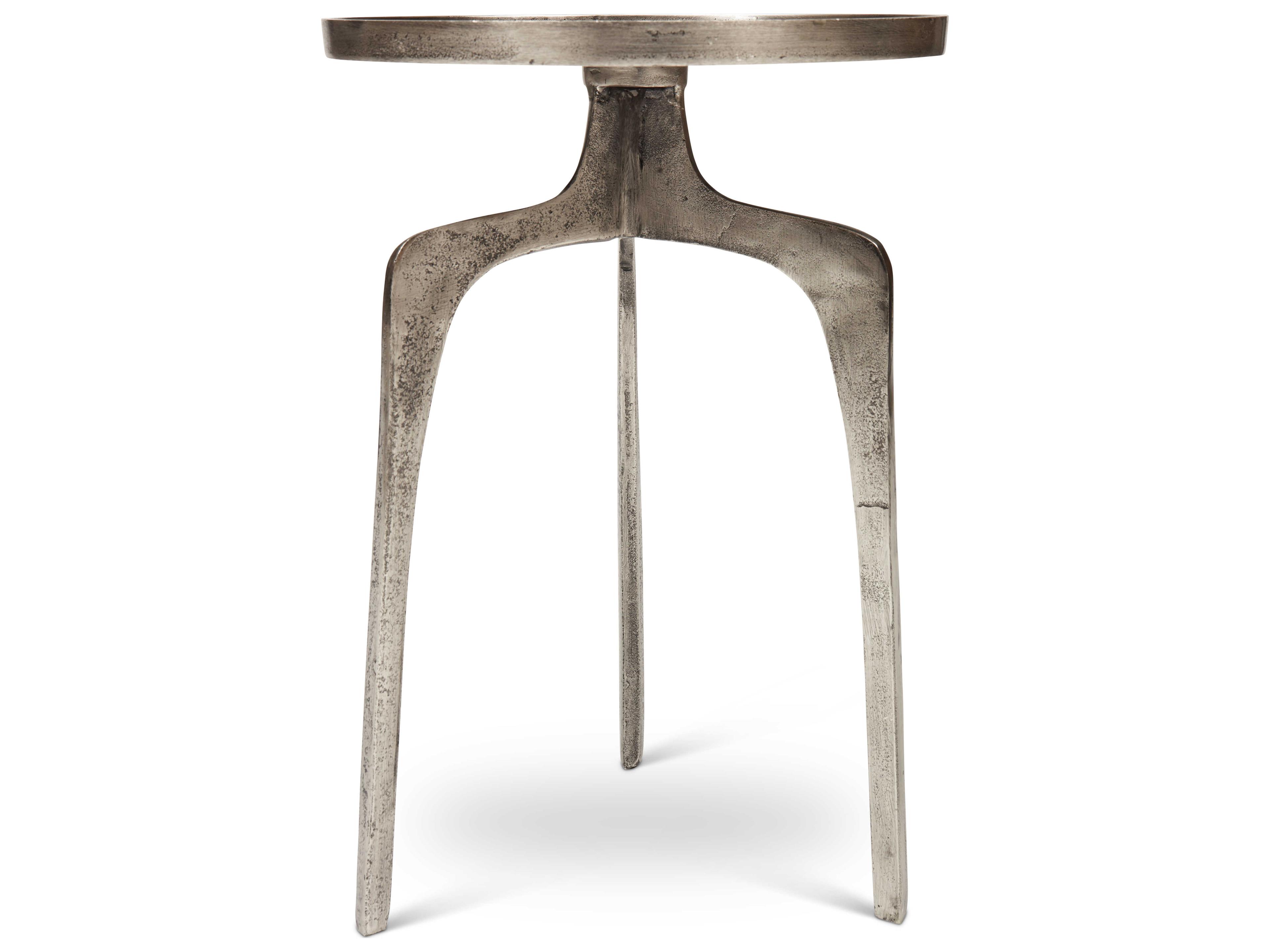 Urbia Elements Round Metal Vintage Silver End Table