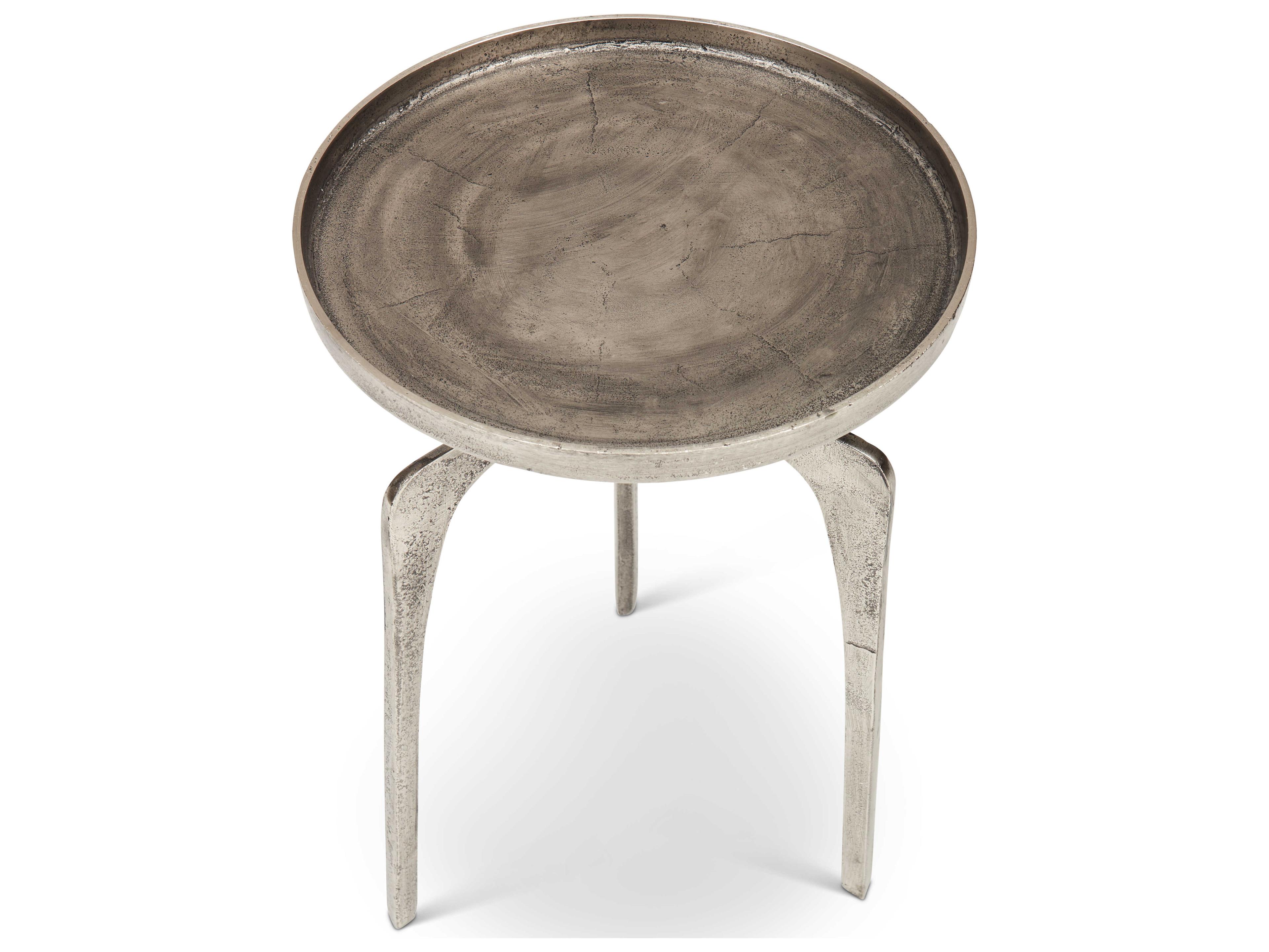 Urbia Elements Round Metal Vintage Silver End Table