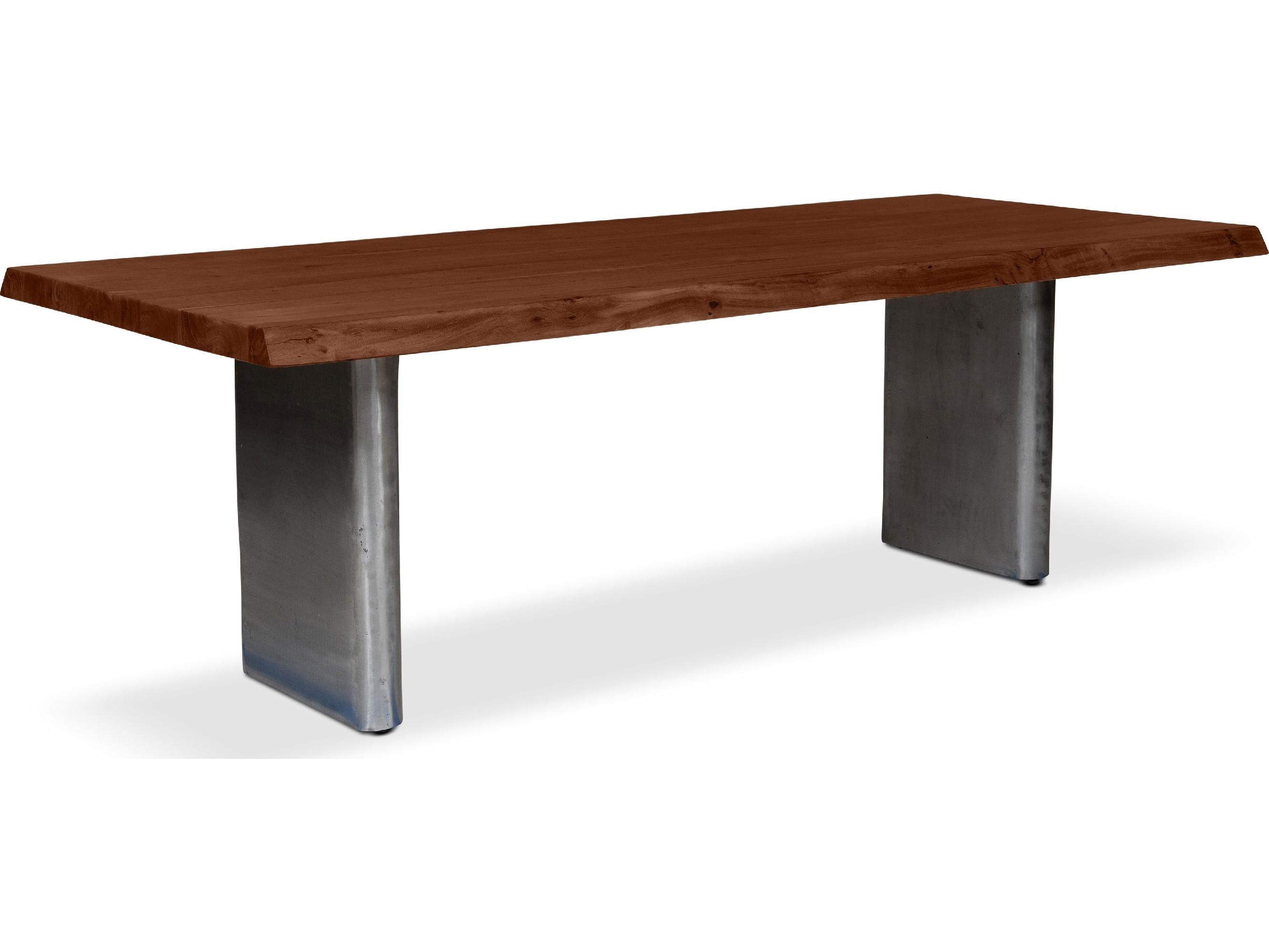 Urbia Brooks Dining Table Cast Slab Base Americano Top Antique Nickel Base