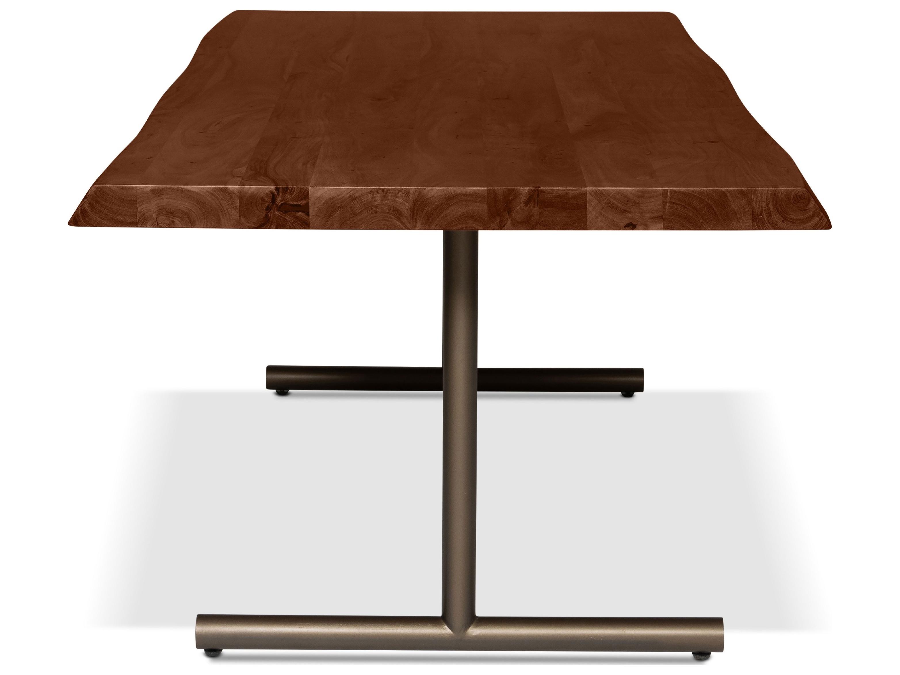 Urbia Brooks Dining Table T Base Americano Top Brass Base