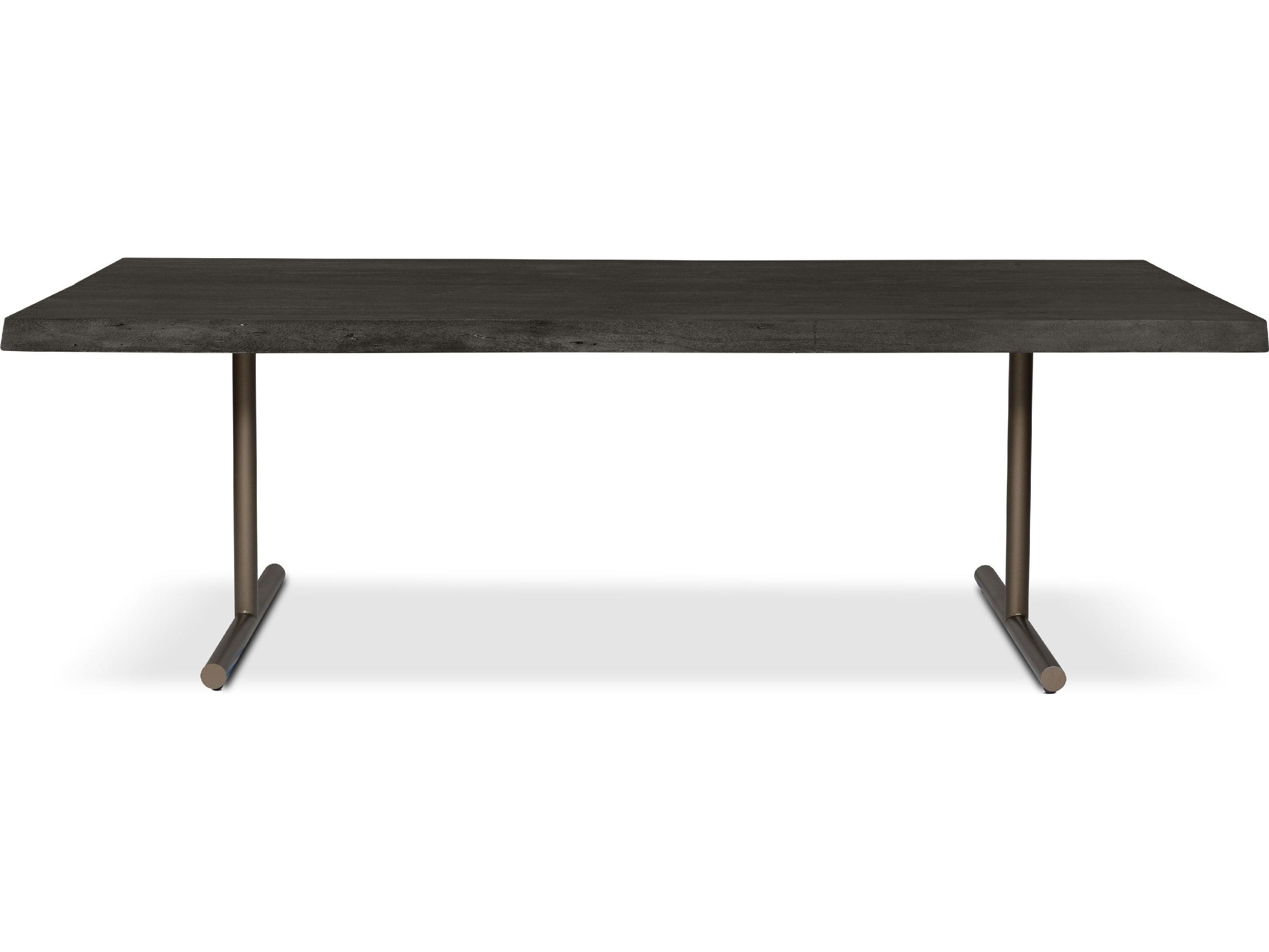 Urbia Brooks Dining Table T Base Ebonized Top Brass Base